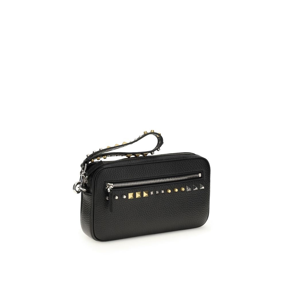 Valentino Garavani Black Calf Leather Bos Taurus Men's Accessories