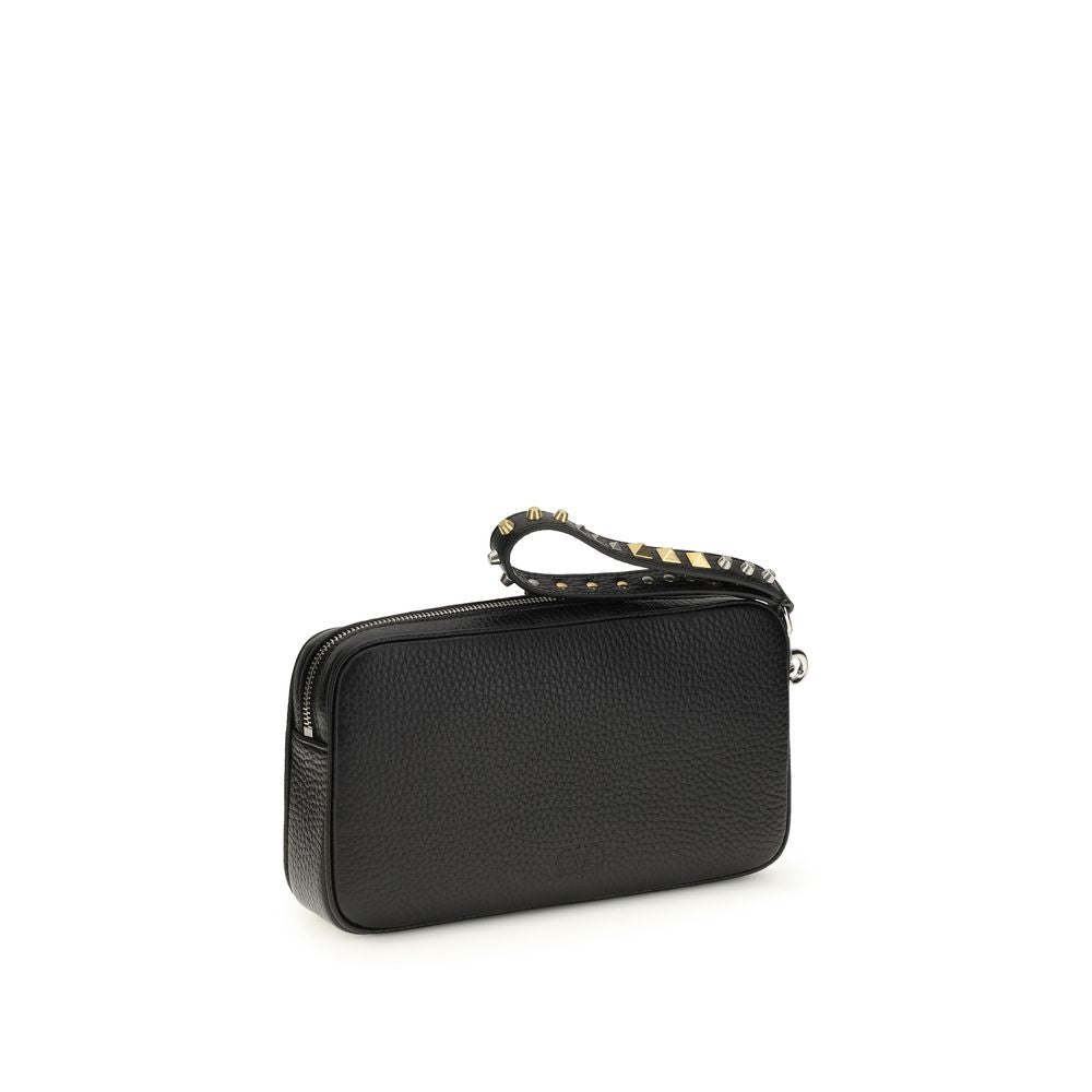 Valentino Garavani Black Calf Leather Bos Taurus Men's Accessories