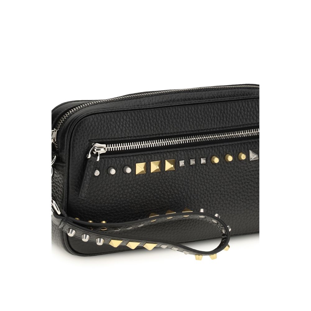 Valentino Garavani Black Calf Leather Bos Taurus Men's Accessories