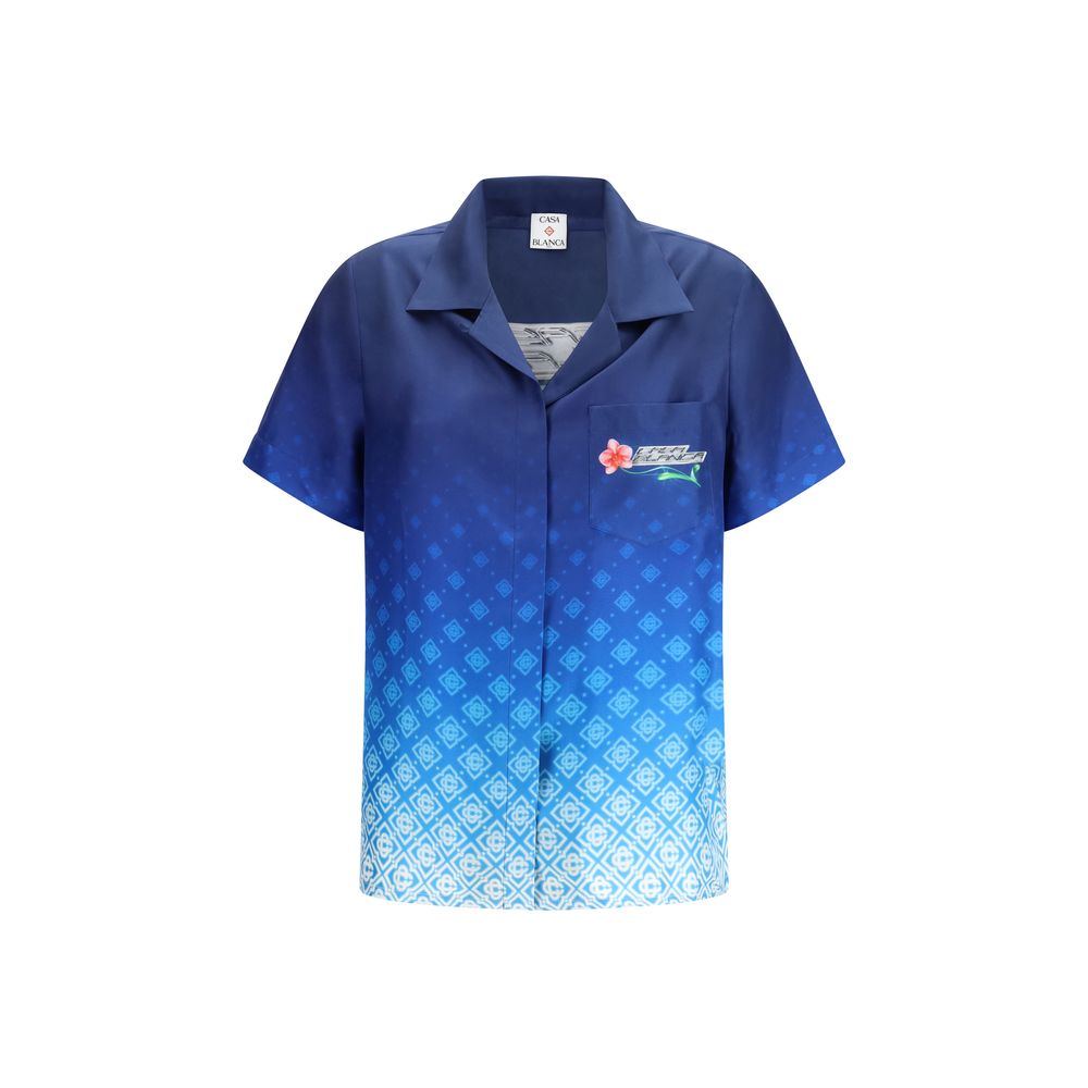 Casablanca Blue Silk Pattern Women's Shirt