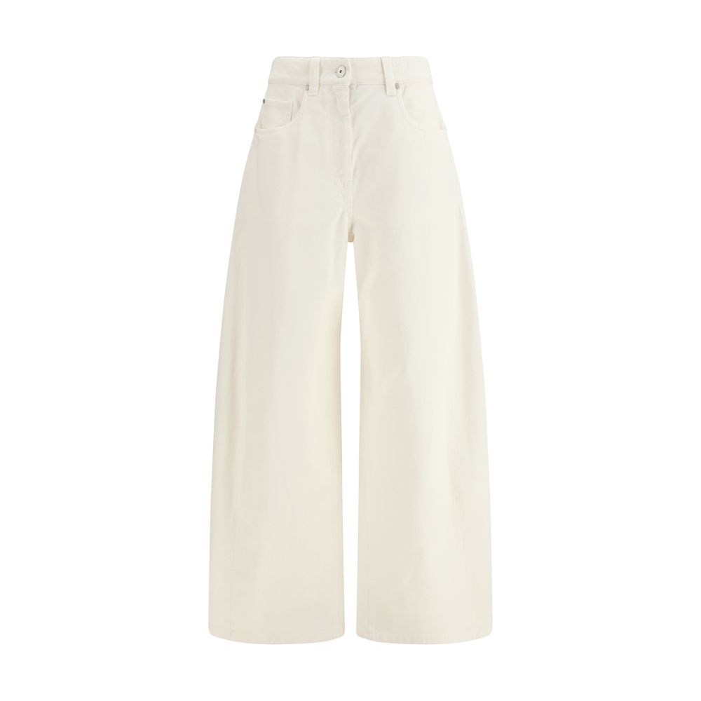 Brunello Cucinelli Beige Cotton Casual Women's Pants