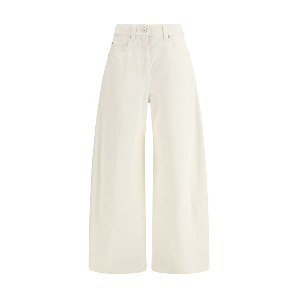 Brunello Cucinelli Beige Cotton Casual Women's Pants