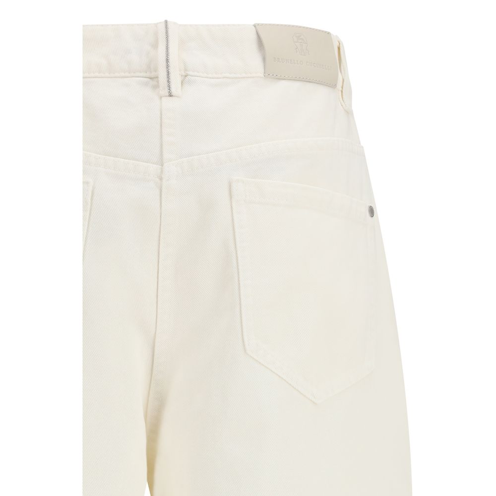 Brunello Cucinelli Beige Cotton Casual Women's Pants
