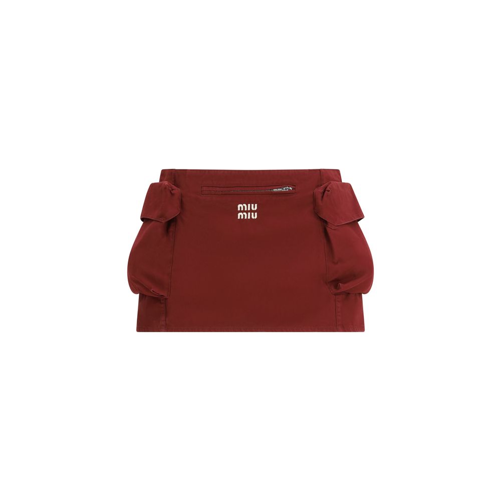 Miu Miu Bordeaux Cotton Mini Women's Skirt