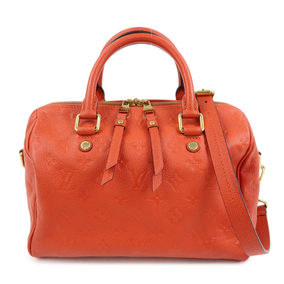 Louis Vuitton Speedy Bandouliere Monogram Empreinte Leather Orange Leather Handbag (Pre-Owned)