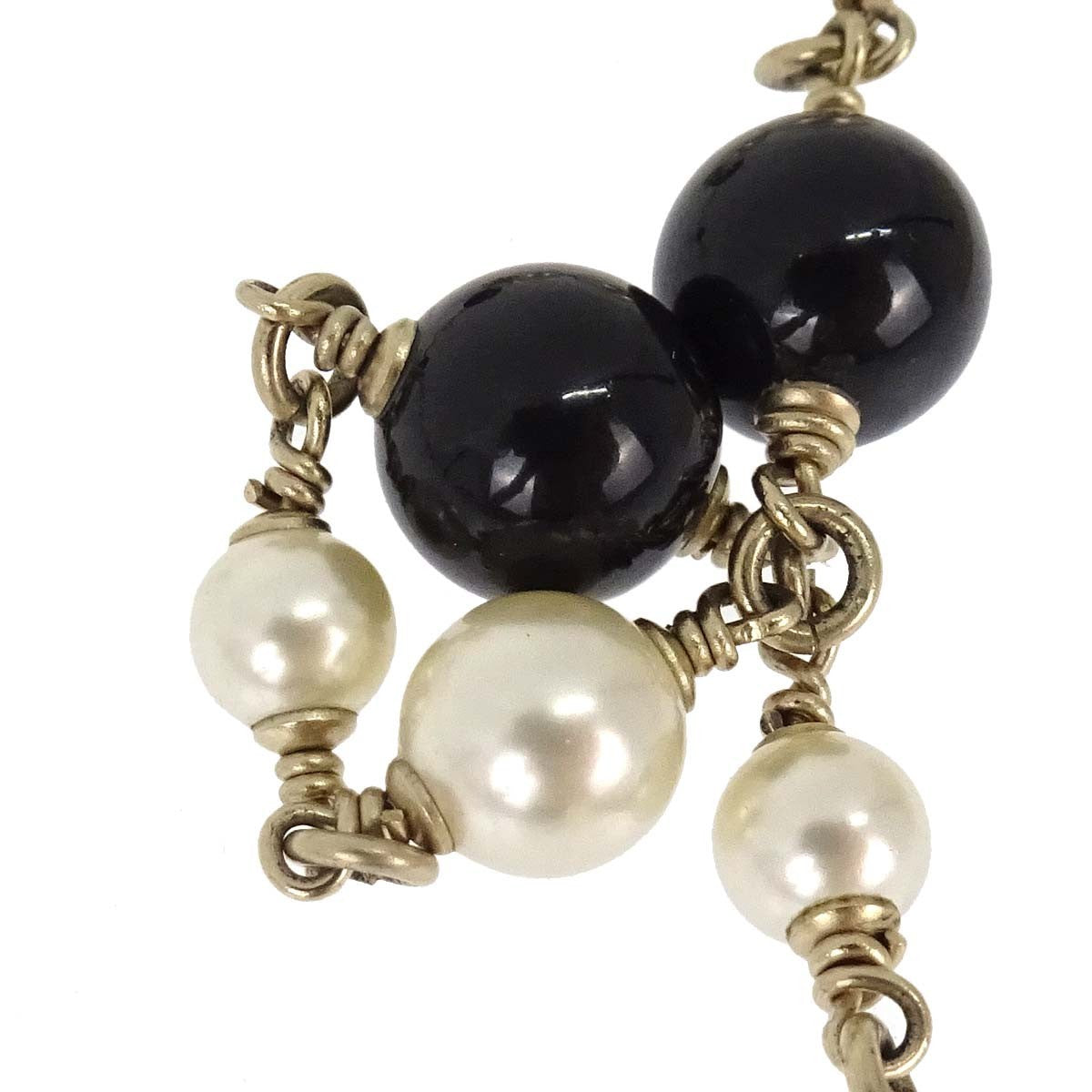 Chanel Cc Necklace Faux Pearl And Metal Gold Gold_Plated Necklace Jewelry (Pre-Owned)