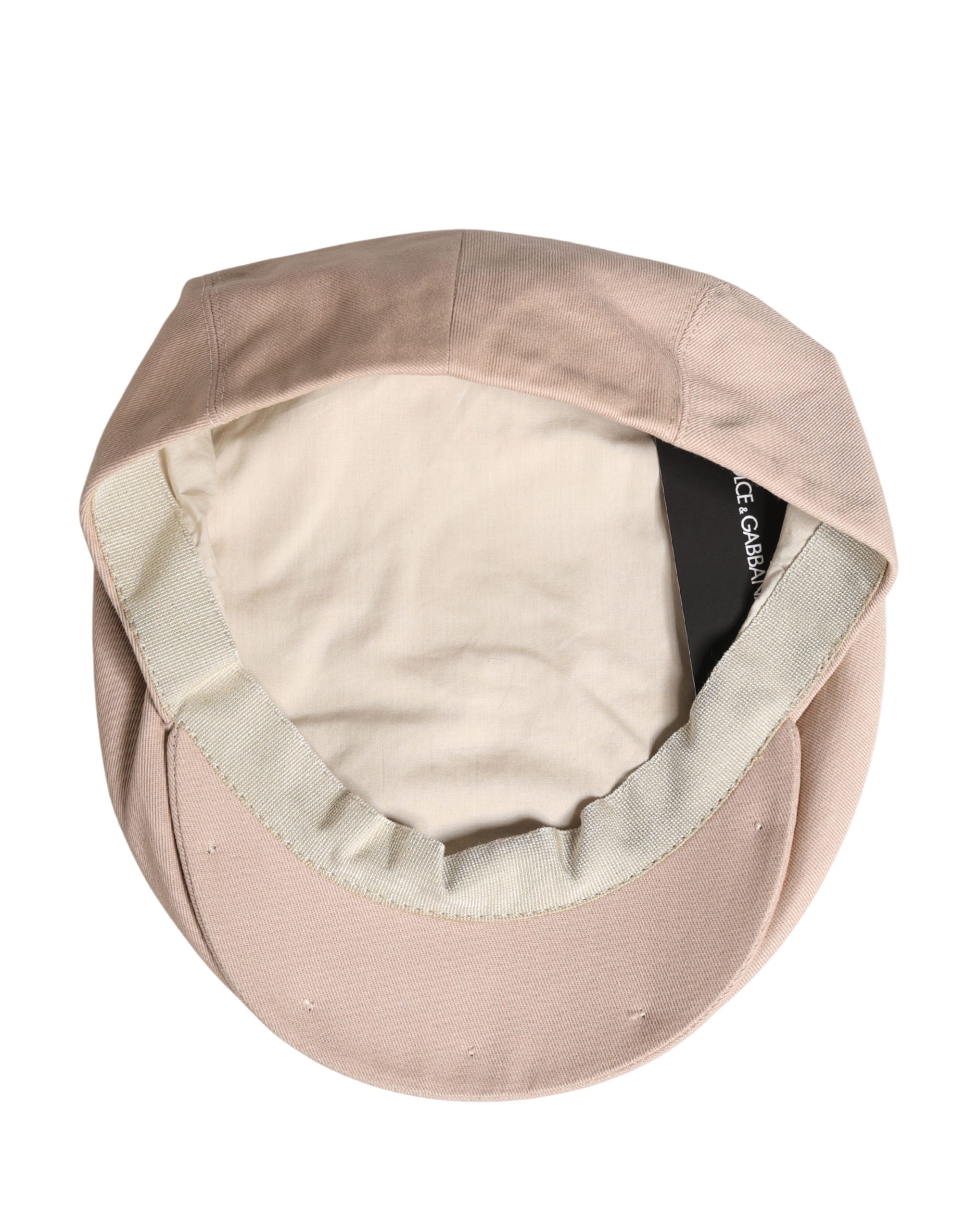 Dolce & Gabbana Men Beige Cotton Newsboy Cloth Capello Men's Hat