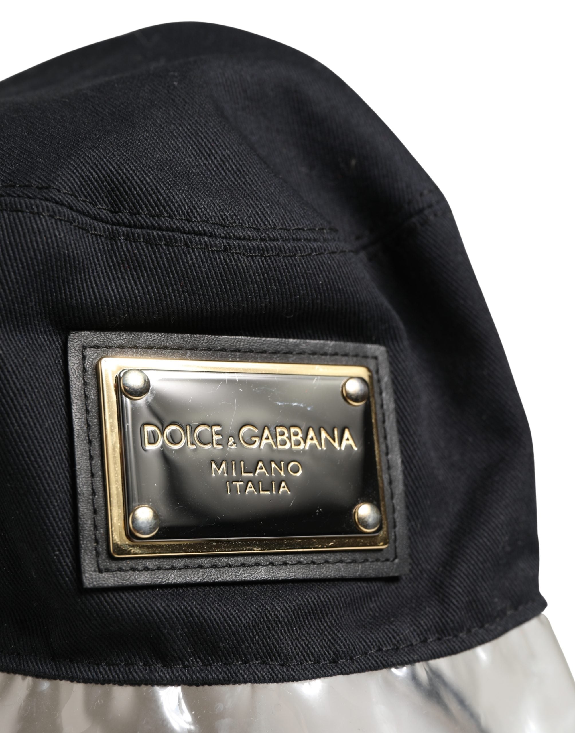 Dolce & Gabbana Black Cotton Plastic Fisherman Bucket Capello Men's Hat
