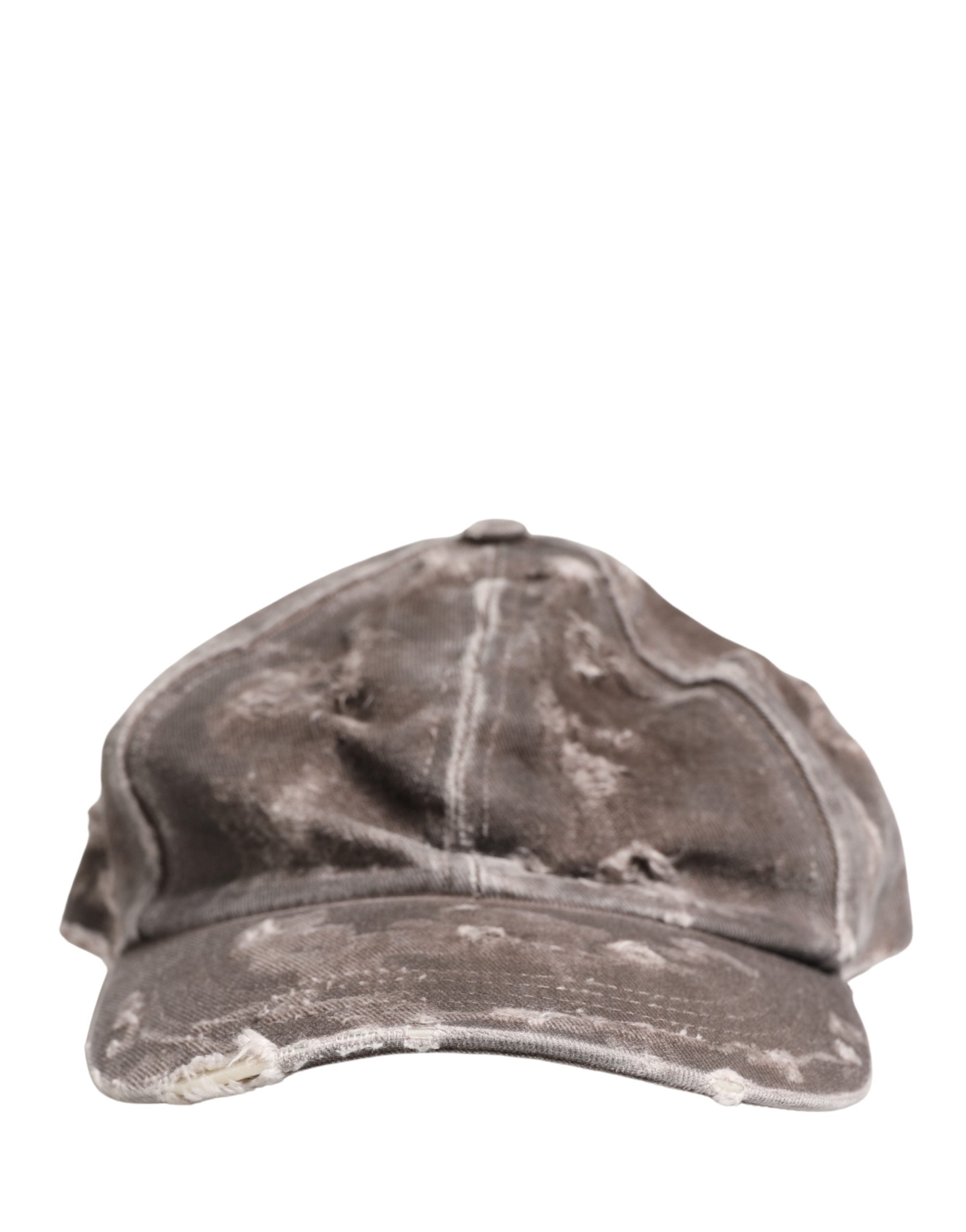 Dolce & Gabbana Men Brown Cotton Distressed Baseball Capello Men's Hat