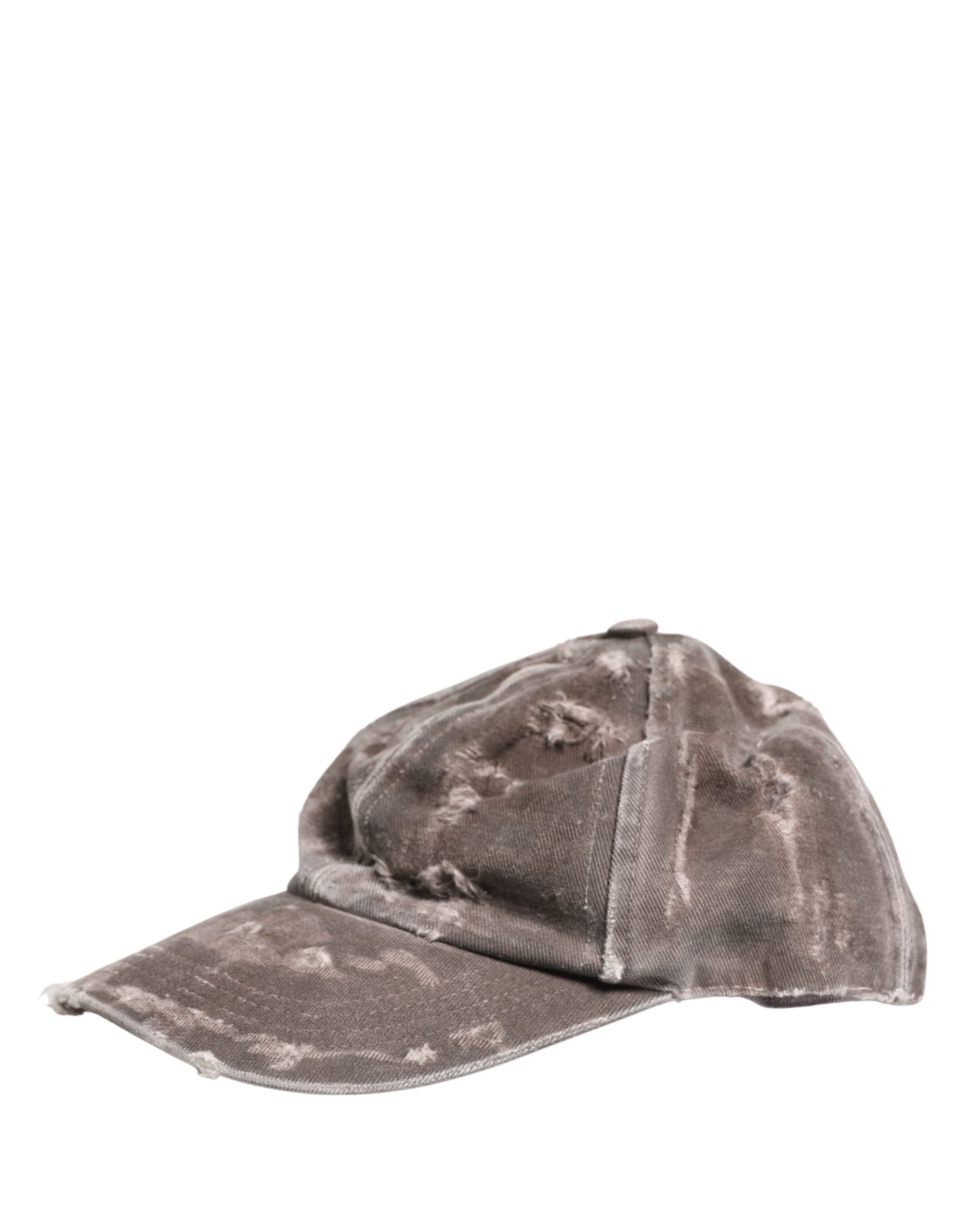 Dolce & Gabbana Men Brown Cotton Distressed Baseball Capello Men's Hat