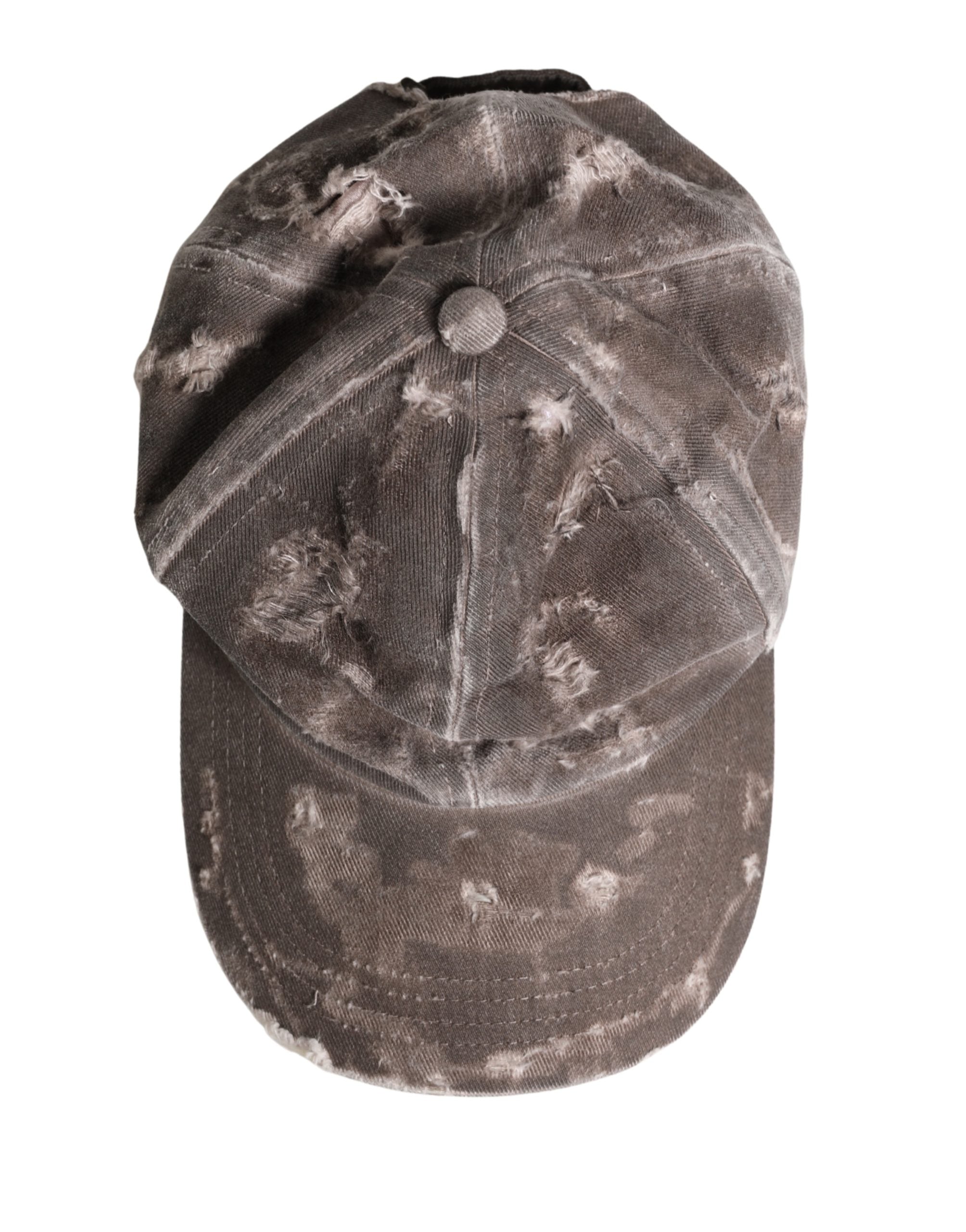 Dolce & Gabbana Men Brown Cotton Distressed Baseball Capello Men's Hat