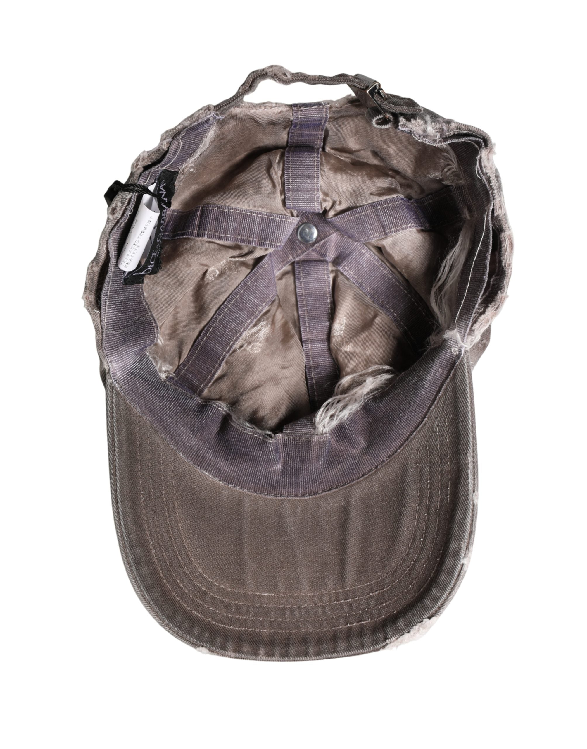 Dolce & Gabbana Men Brown Cotton Distressed Baseball Capello Men's Hat