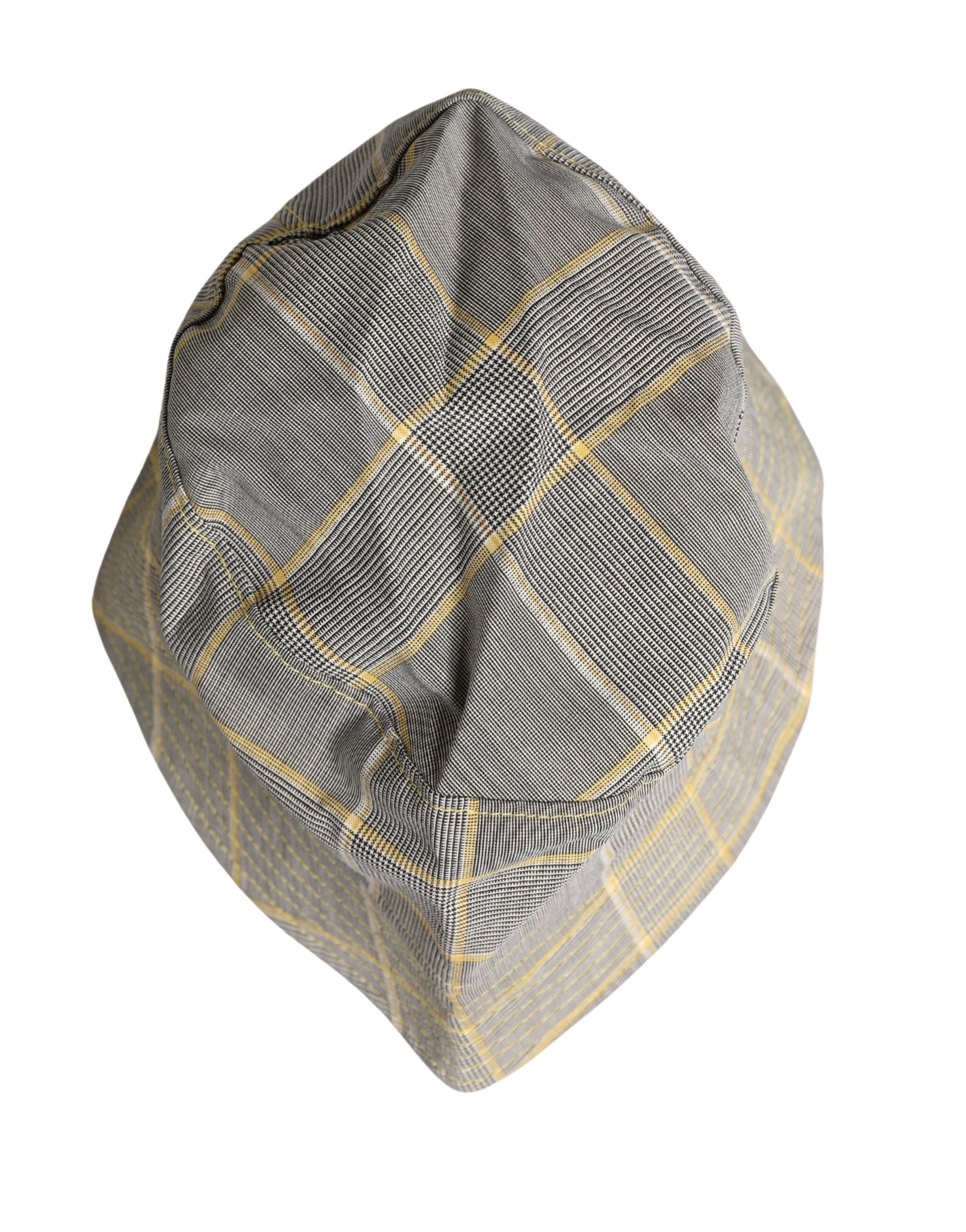Dolce & Gabbana Men Gray Checkered Bucket Fisherman Capello Men's Hat