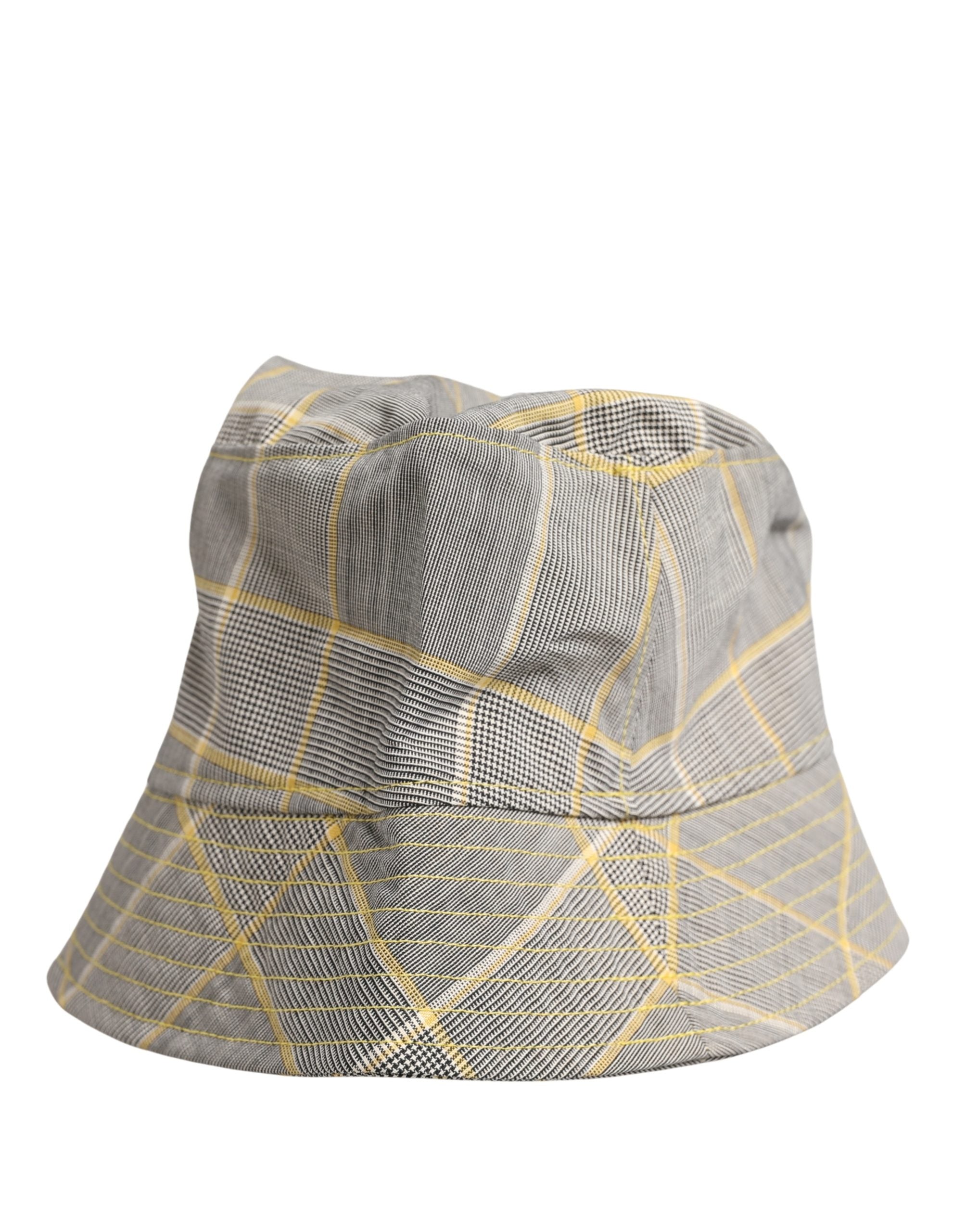 Dolce & Gabbana Men Gray Checkered Bucket Fisherman Capello Men's Hat