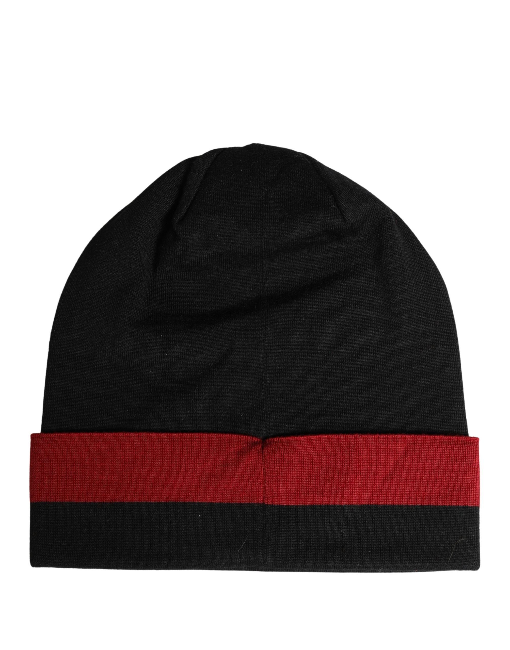 Dolce & Gabbana Black Cuffed "I'M THE ONLY PRINCE ROYAL" Beanie Men's Hat
