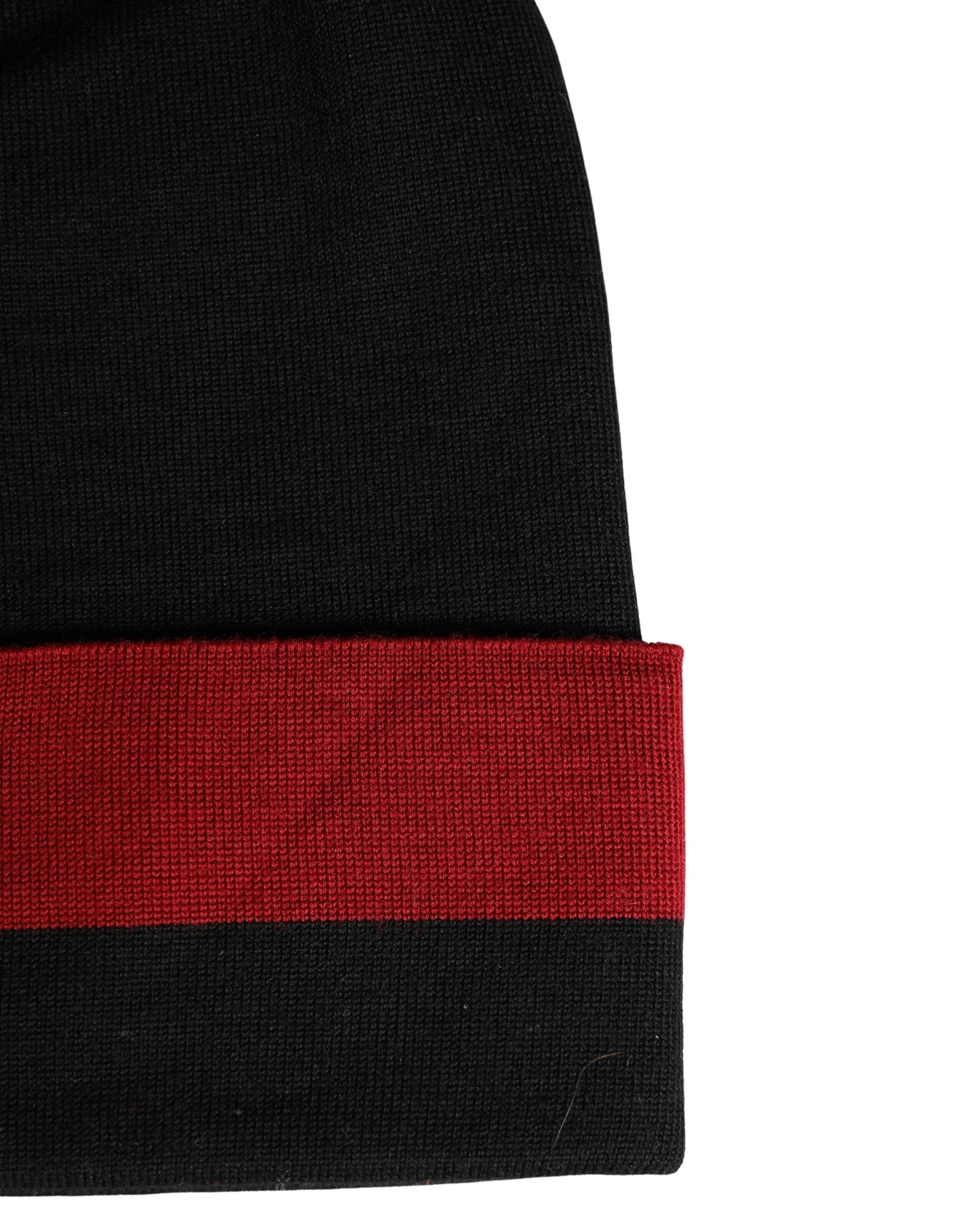 Dolce & Gabbana Black Cuffed "I'M THE ONLY PRINCE ROYAL" Beanie Men's Hat