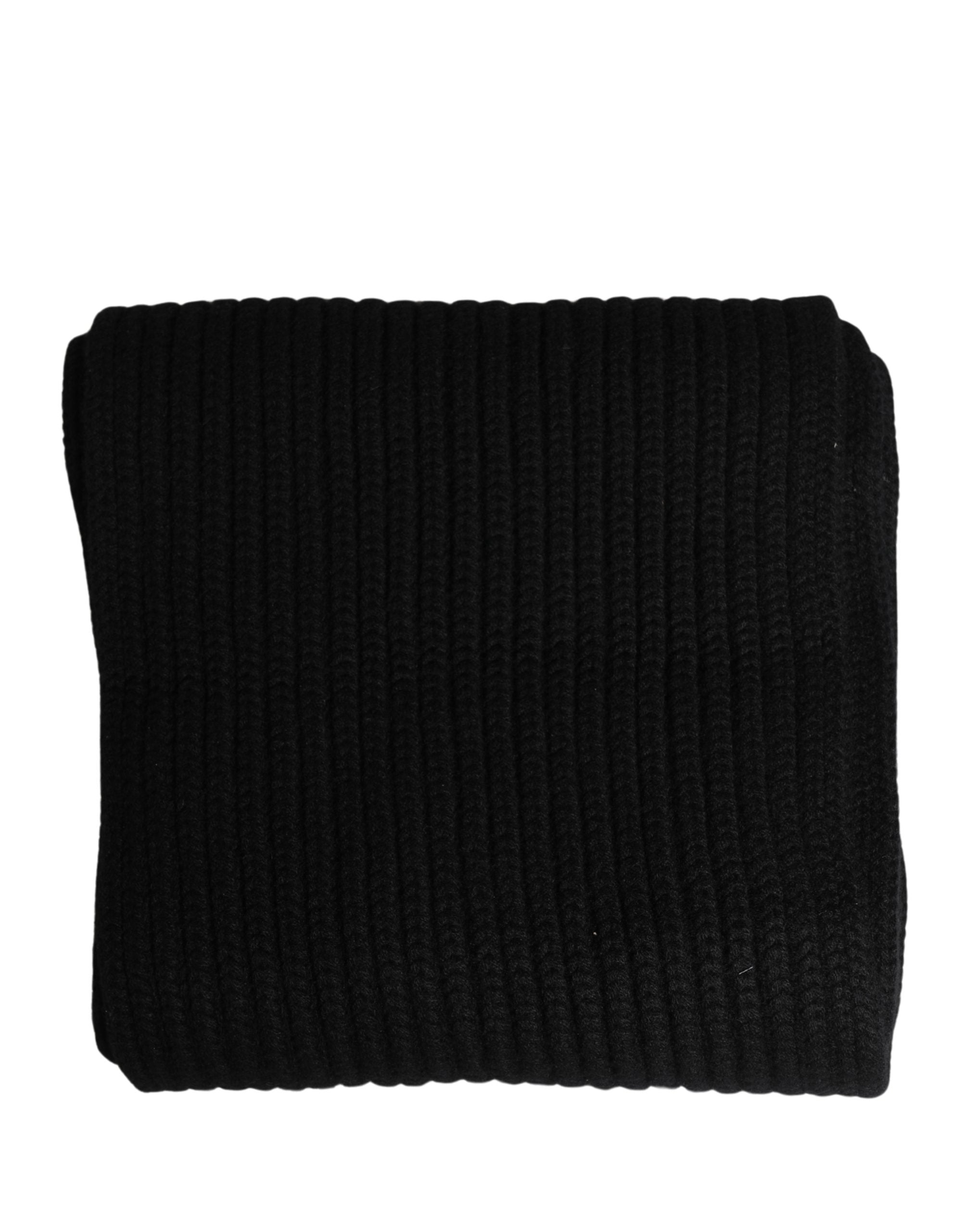 Dolce & Gabbana Black Cashmere Knitted Men Neck Warmer One Size Men's Scarf