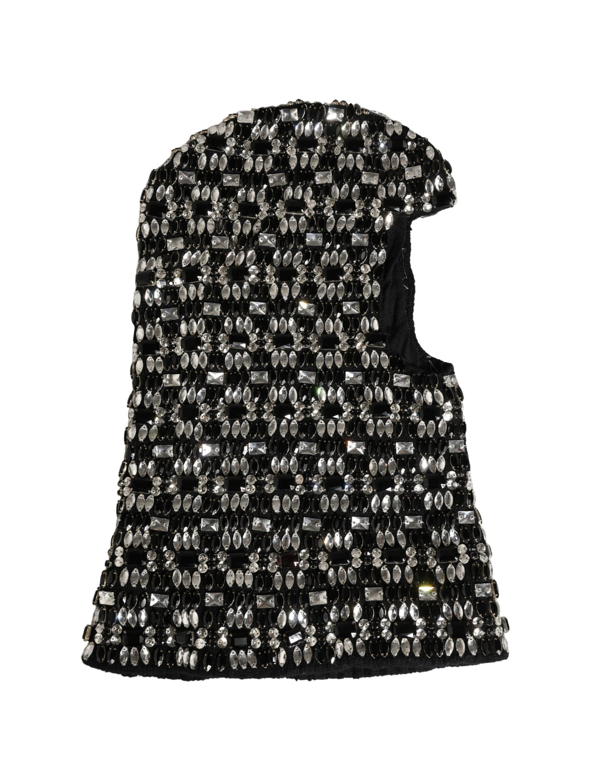 Dolce & Gabbana Black Wool Crystal Embellished Balaclava Women's Hat
