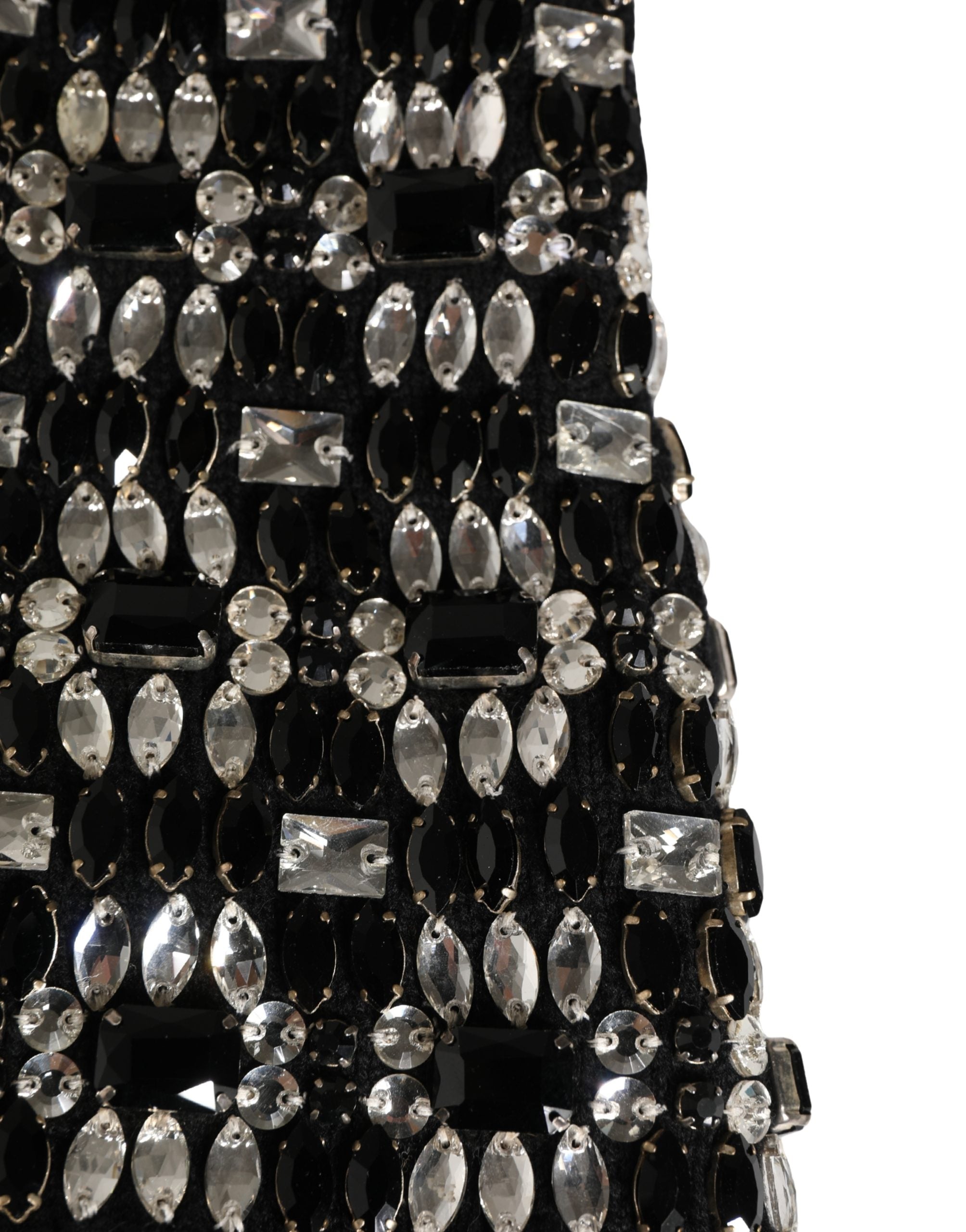 Dolce & Gabbana Black Wool Crystal Embellished Balaclava Women's Hat