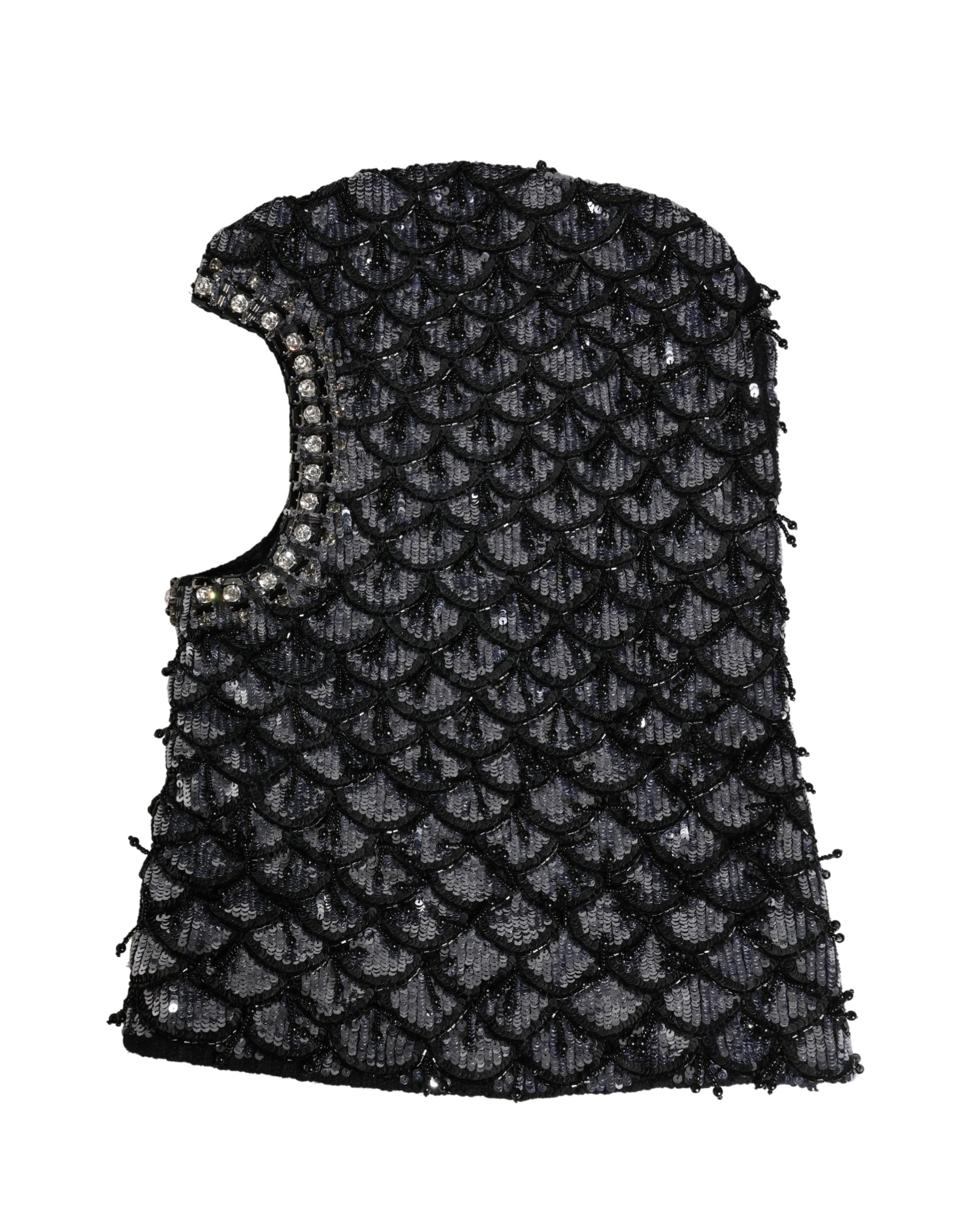 Dolce & Gabbana Black Wool Crystal Embellished Balaclava Women's Hat