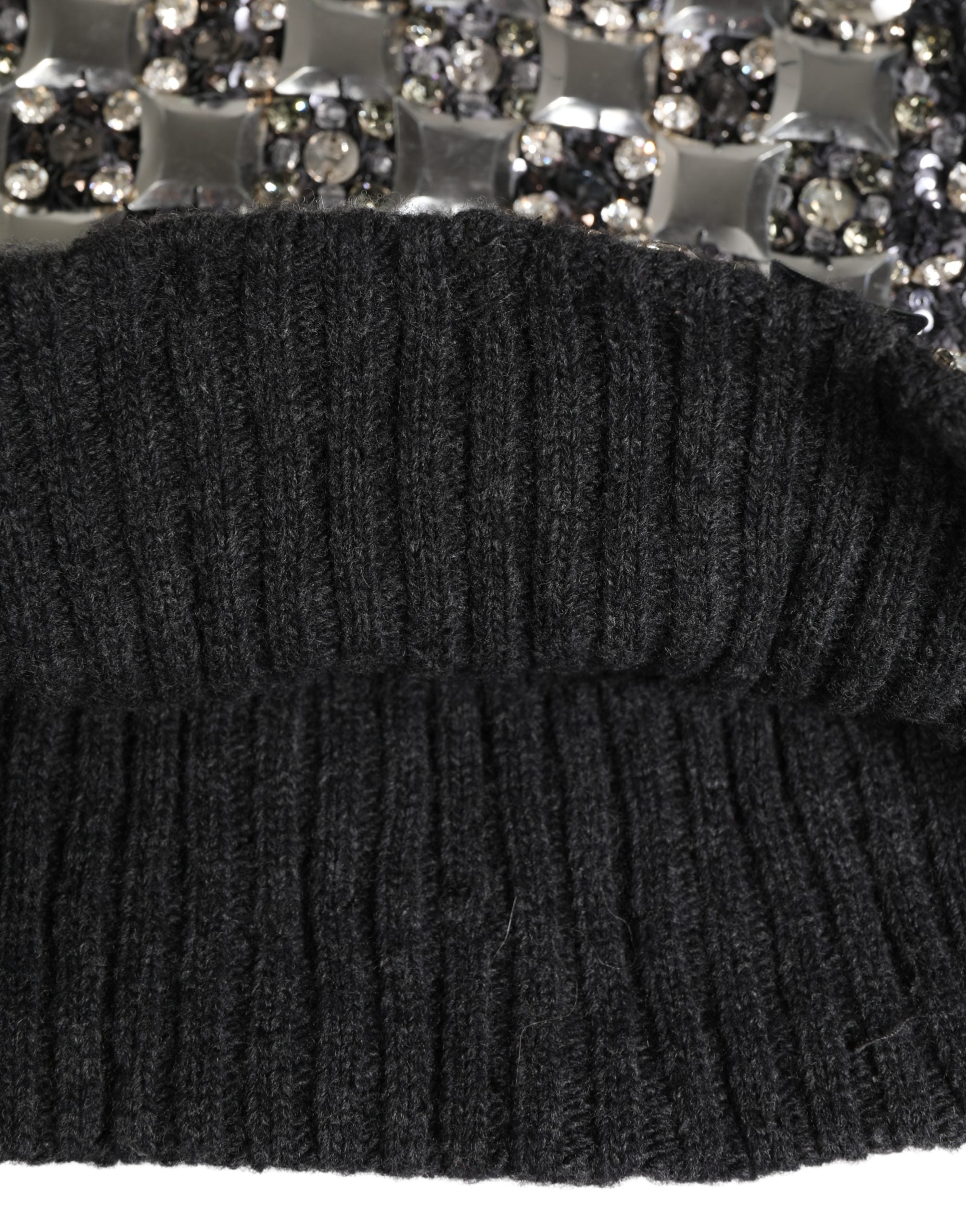 Dolce & Gabbana Black Wool Crystal Embellished Balaclava Women's Hat (Pre-Owned)