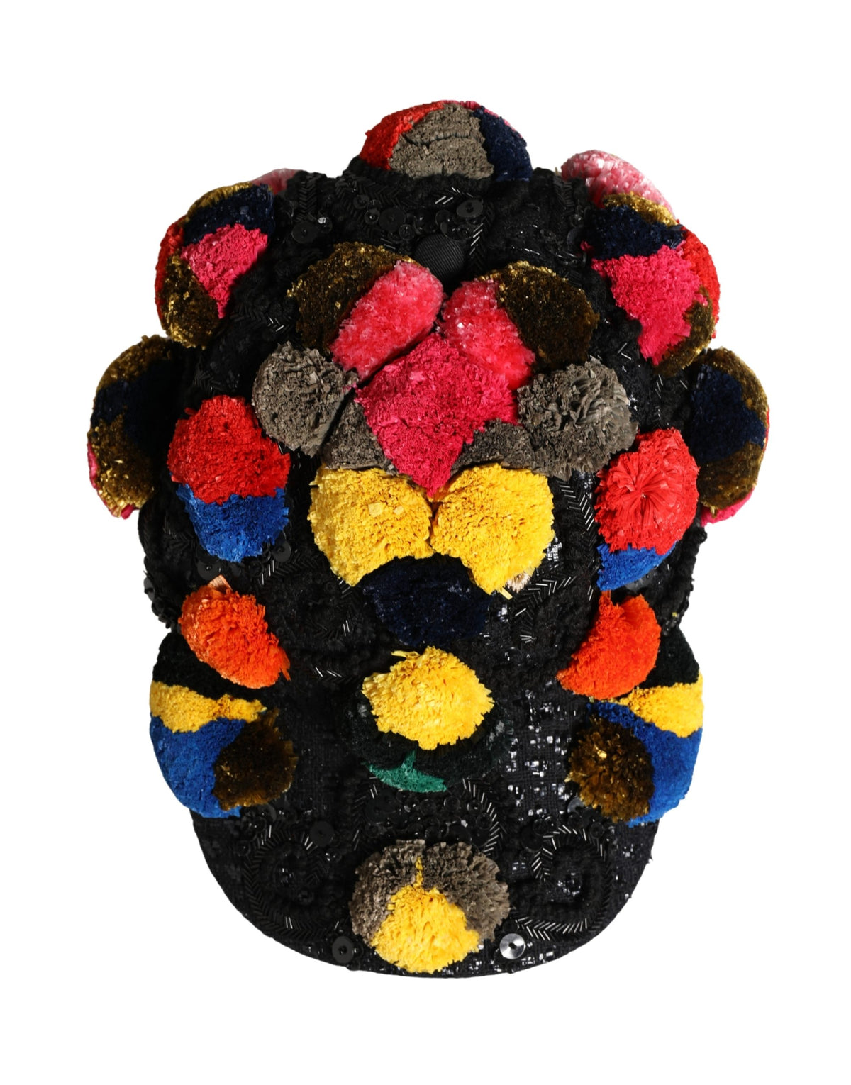 Dolce & Gabbana Multicolor Pom Poms Sequin Embellishment Women's Hat