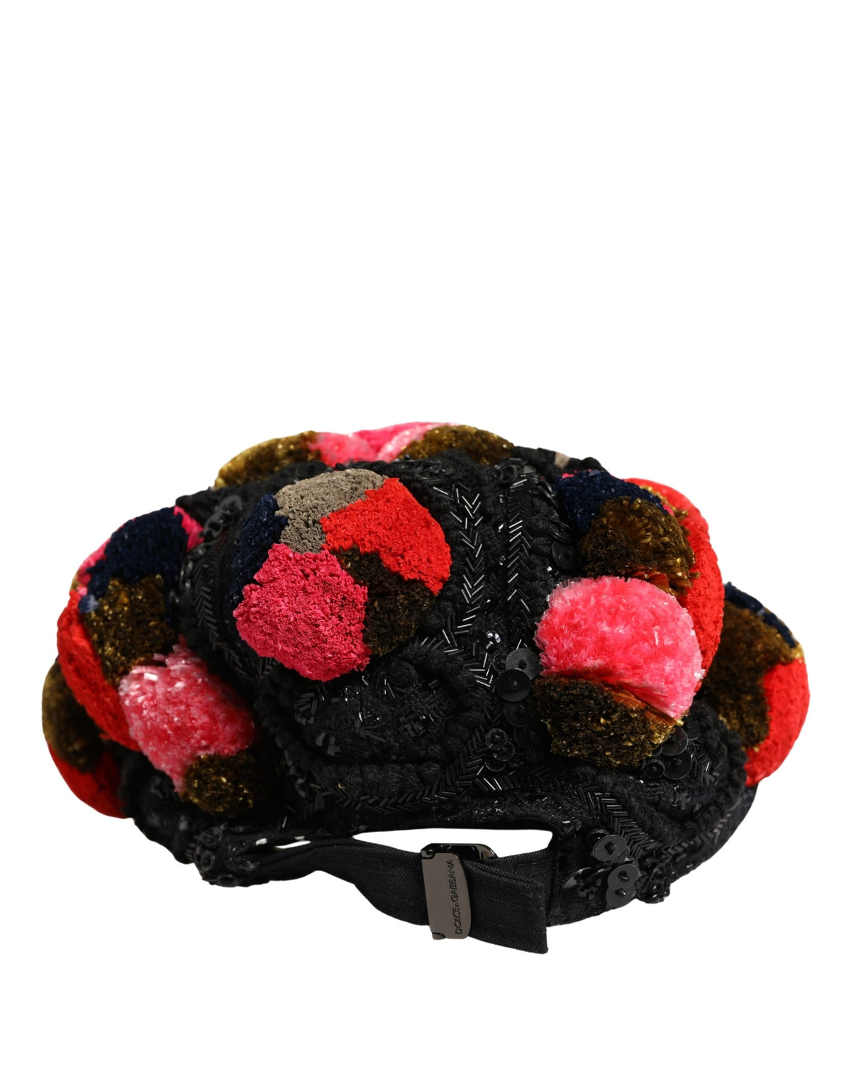 Dolce & Gabbana Multicolor Pom Poms Sequin Embellishment Women's Hat