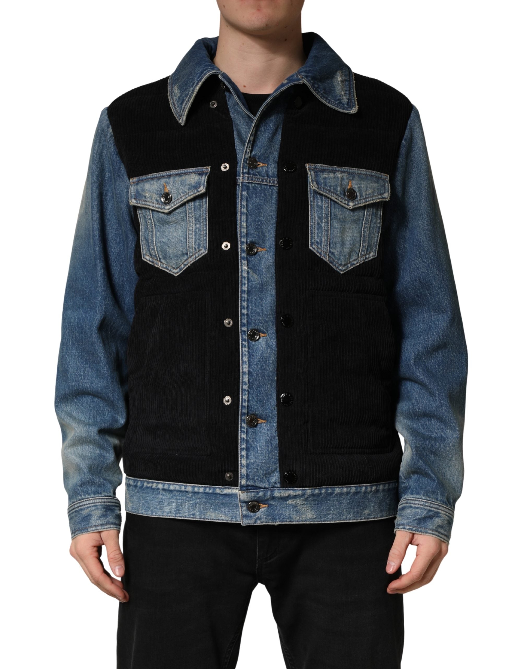 Dolce & Gabbana Black Blue Cotton Denim Blouson Men Men's Jacket