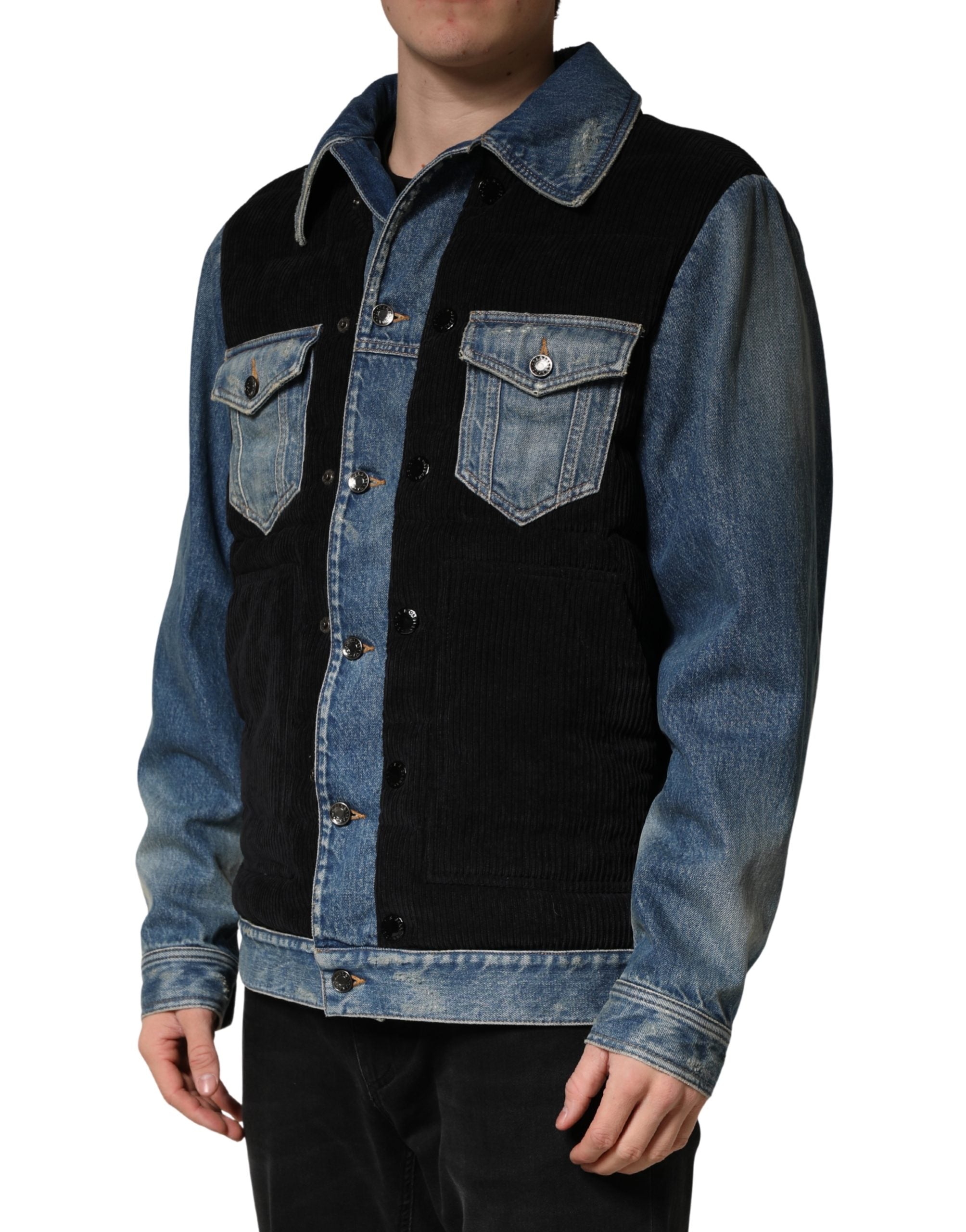 Dolce & Gabbana Black Blue Cotton Denim Blouson Men Men's Jacket