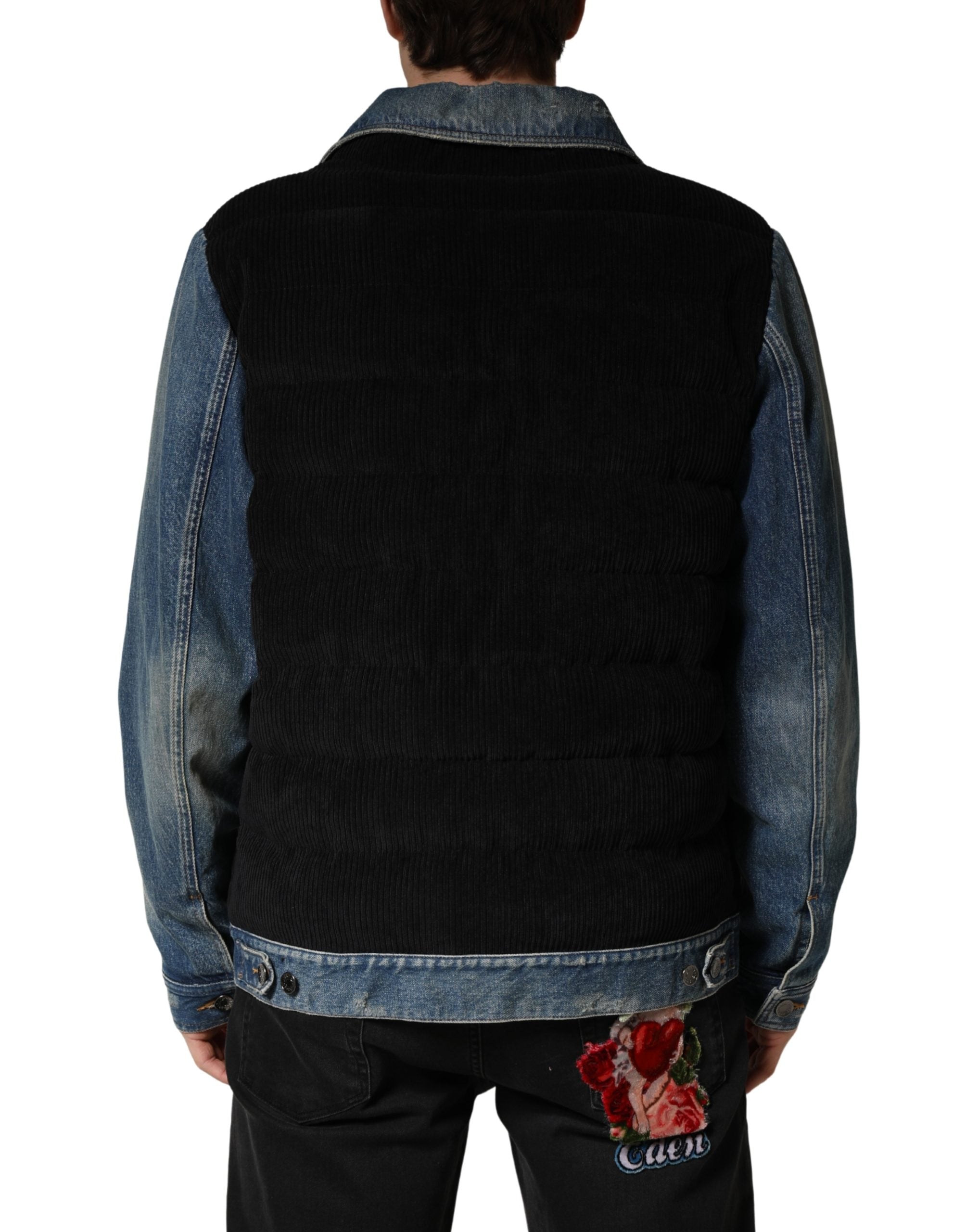 Dolce & Gabbana Black Blue Cotton Denim Blouson Men Men's Jacket