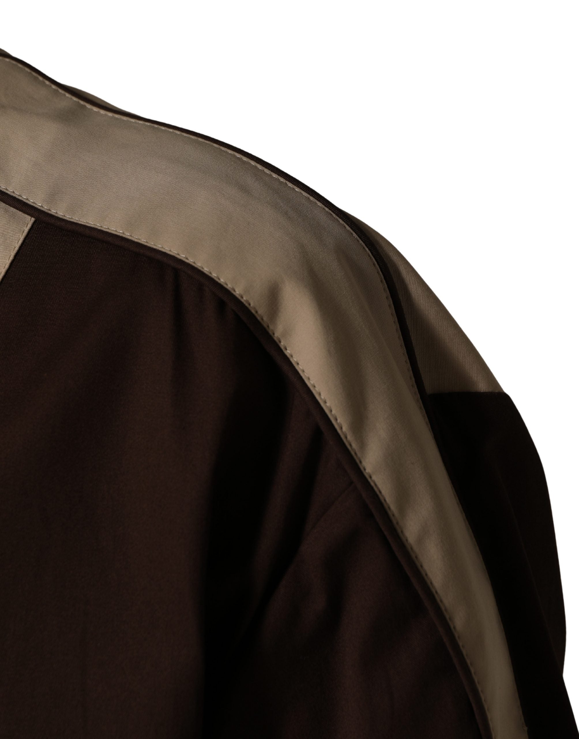 Dolce & Gabbana Brown Beige Cotton Zip Windbreaker Men's Jacket