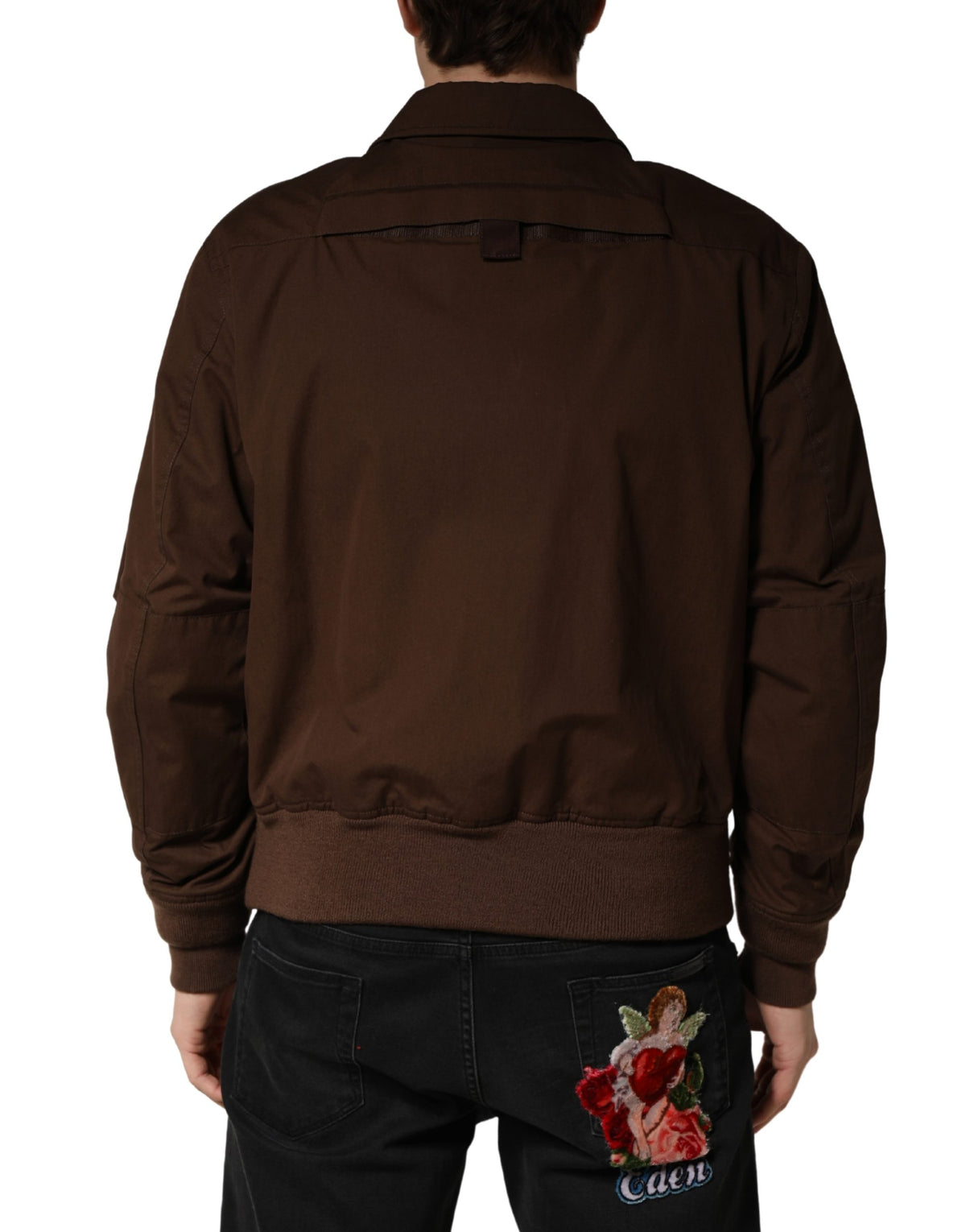 Dolce & Gabbana Brown Cotton Stretch Full Zip Bomber Men's Jacket