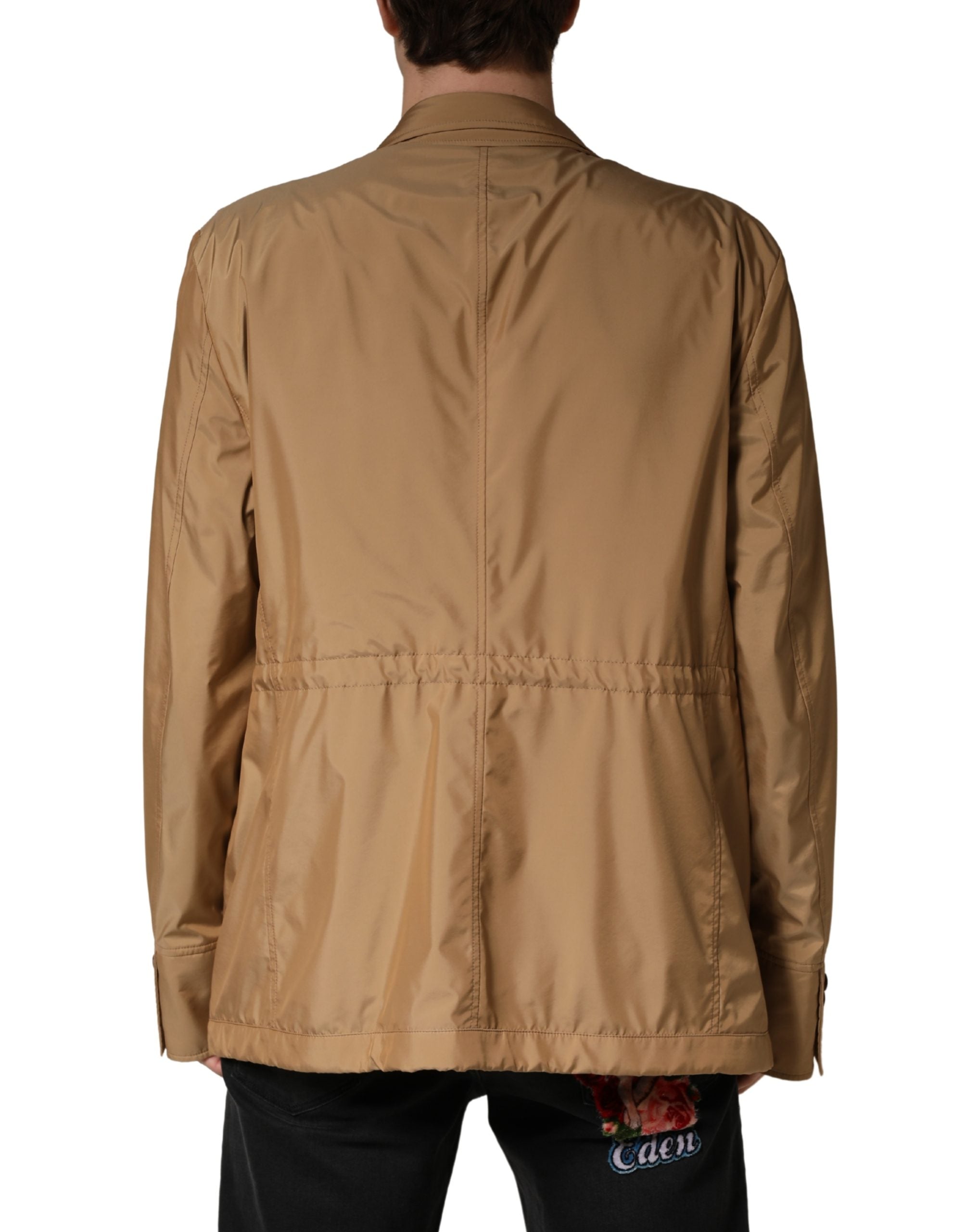Dolce & Gabbana Brown Single Breasted Layered Coat Men's Jacket