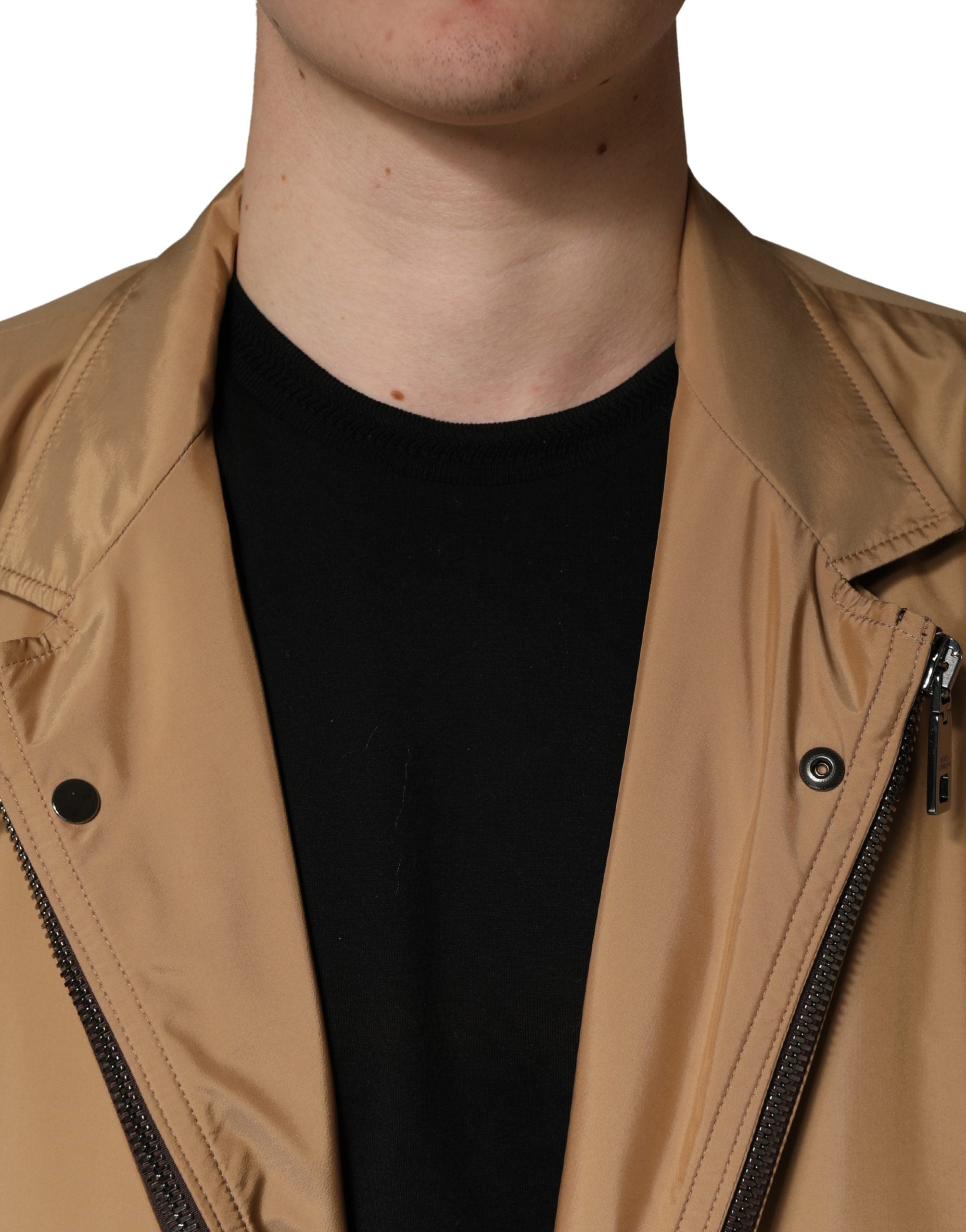 Dolce & Gabbana Brown Single Breasted Layered Coat Men's Jacket