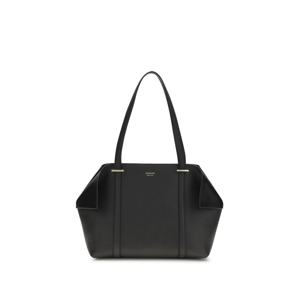 Ferragamo Black Calf Leather Bos Taurus Shoulder Women's Bag