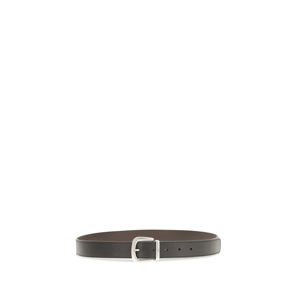 Valentino Garavani Black Calf Leather Bos Taurus Regular Men's Belt