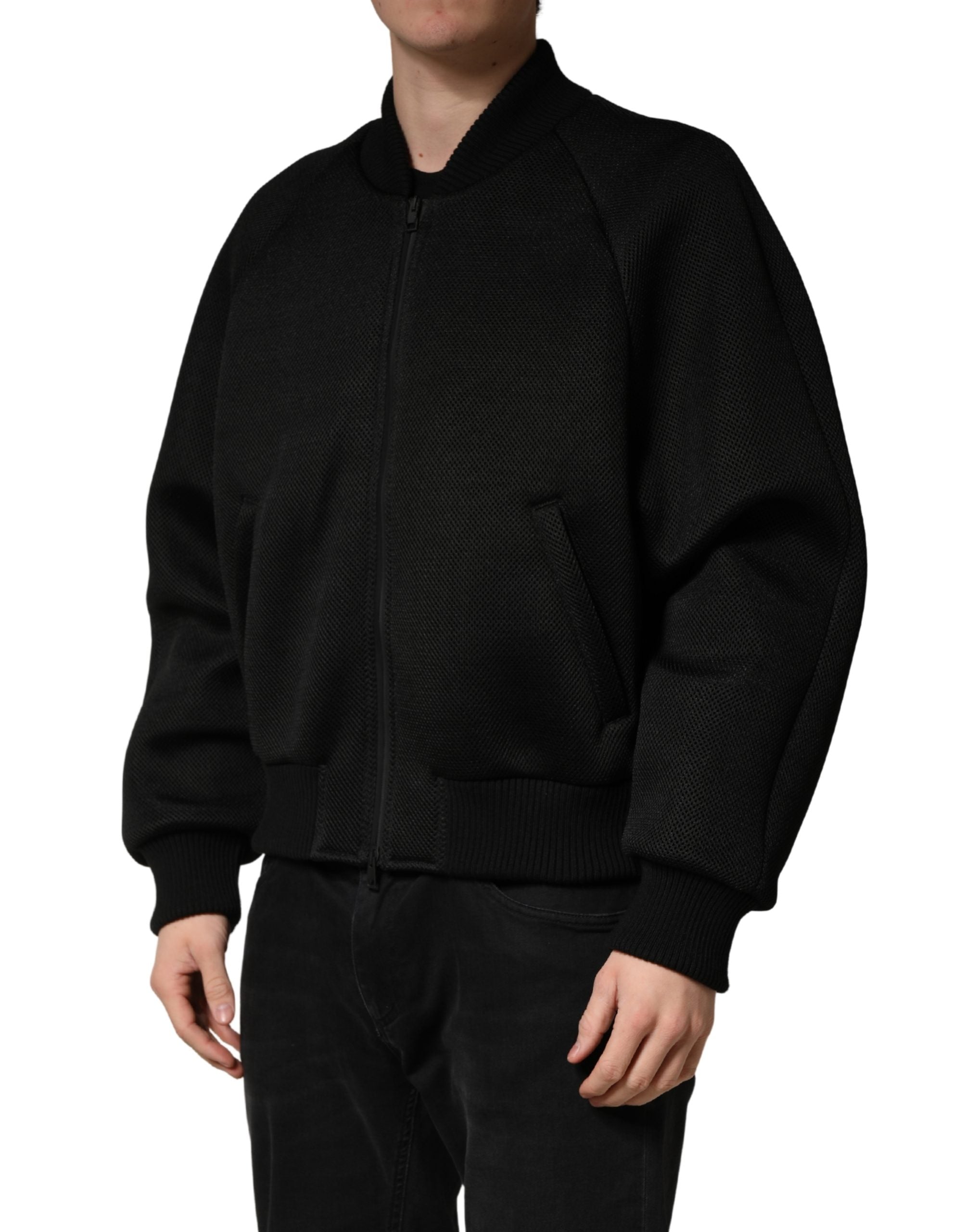 Dolce & Gabbana Men Black Nylon Full Zip Bomber Men's Jacket