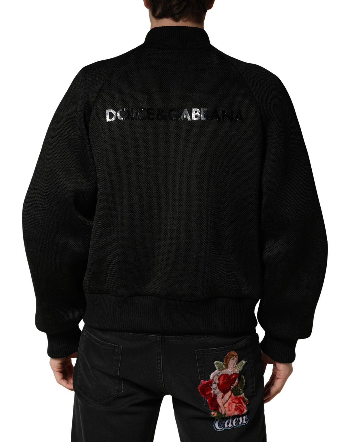 Dolce & Gabbana Men Black Nylon Full Zip Bomber Men's Jacket