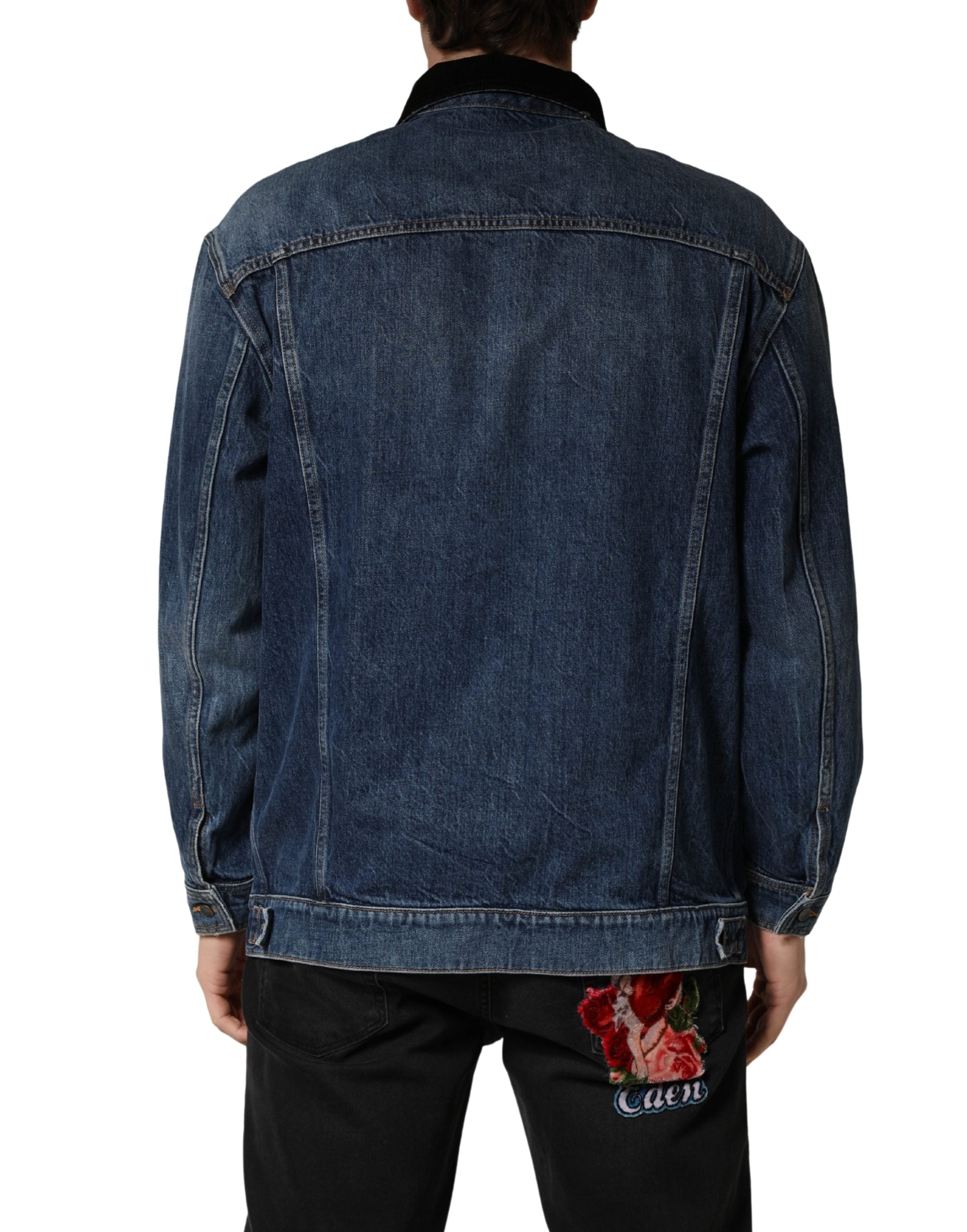 Dolce & Gabbana Black Blue Cotton Denim Blouson Men Men's Jacket