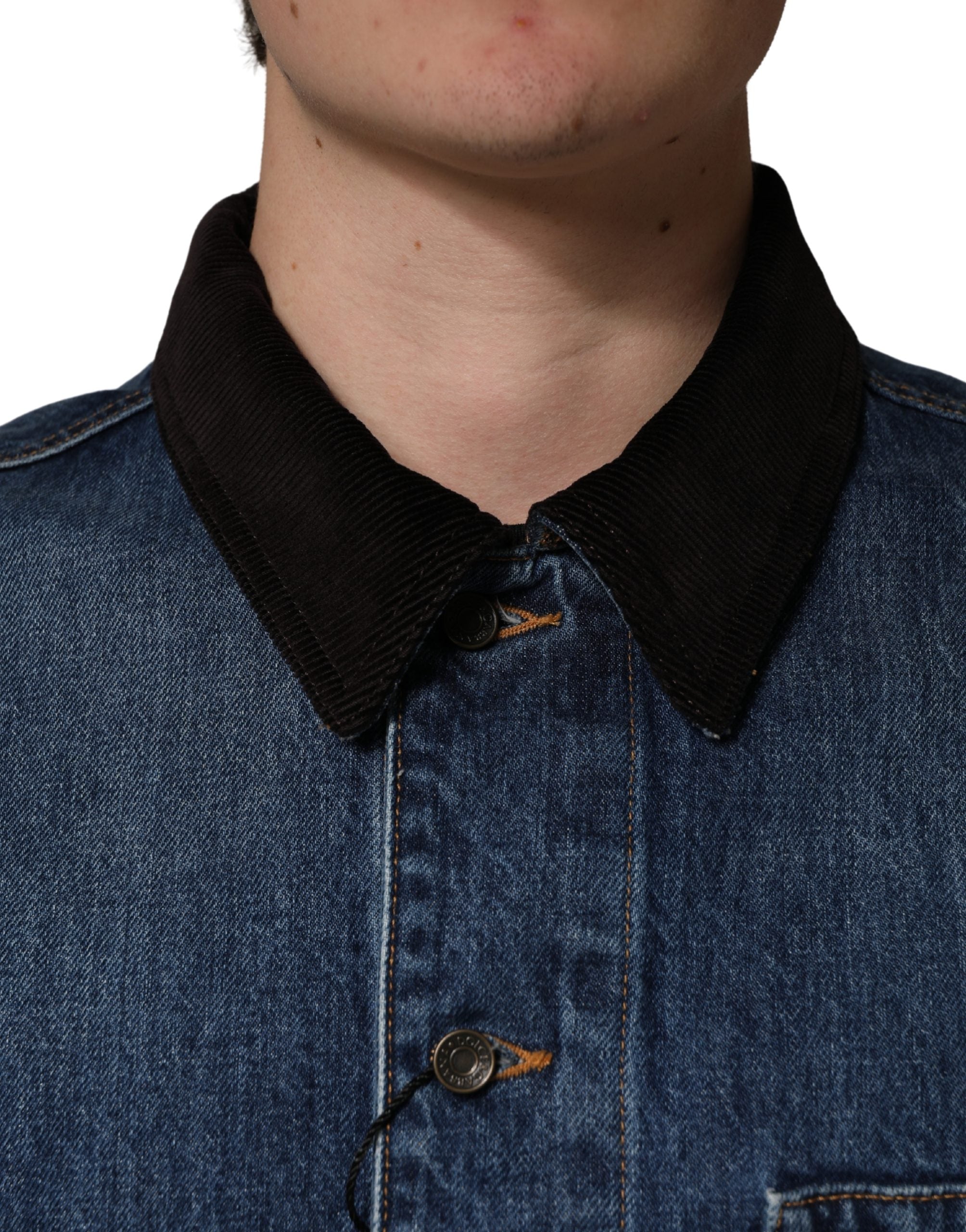 Dolce & Gabbana Black Blue Cotton Denim Blouson Men Men's Jacket