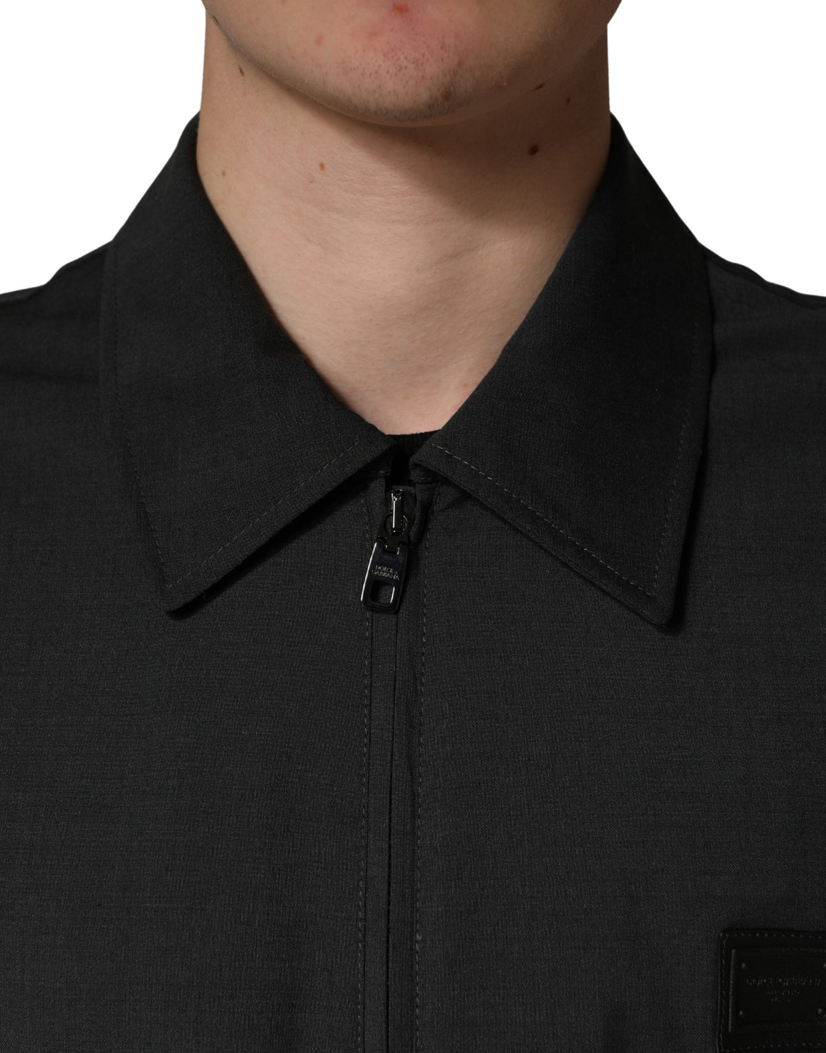 Dolce & Gabbana Black Wool Logo Full Zip Men Bomber Men's Jacket