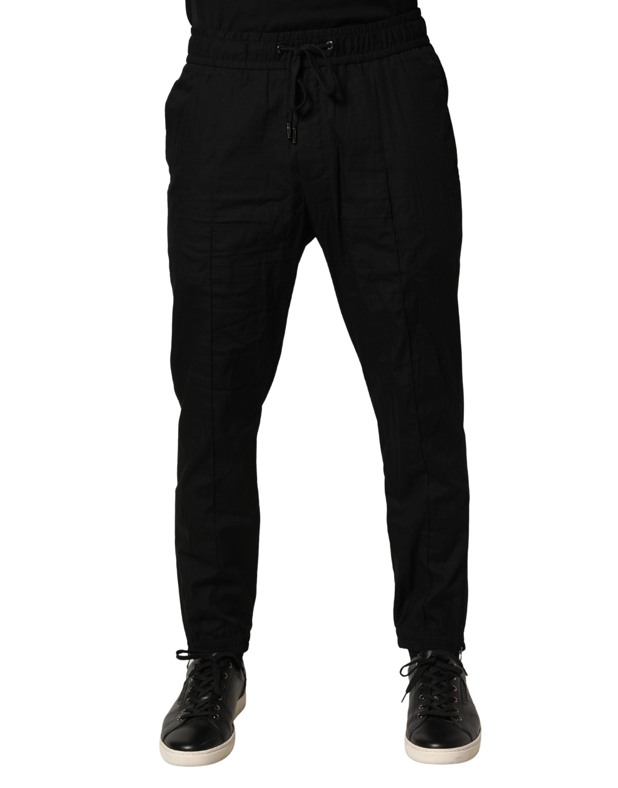 Dolce & Gabbana Black Cotton Skinny Men Jogger Trouser Men's Pants