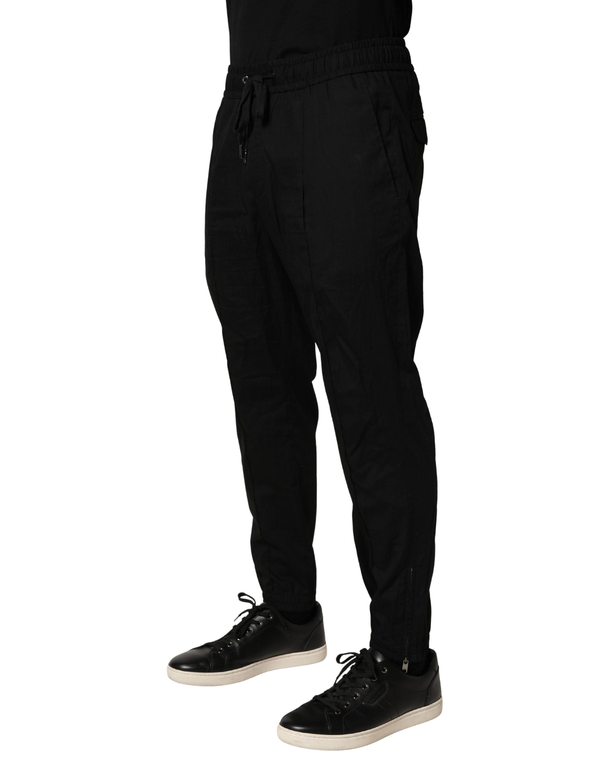 Dolce & Gabbana Black Cotton Skinny Men Jogger Trouser Men's Pants