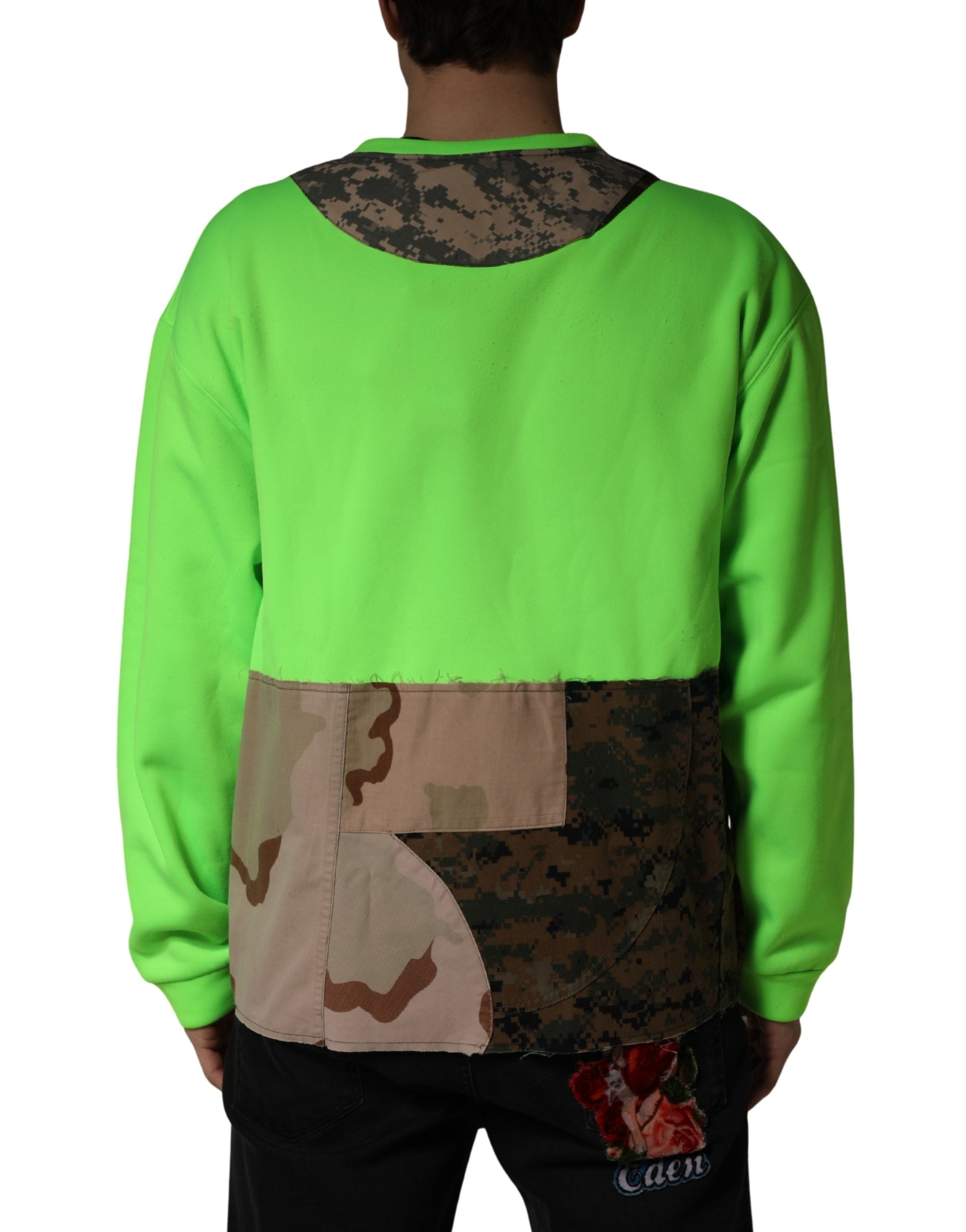 Dolce & Gabbana Green Patchwork Heart Men Sweatshirt Men's Sweater (Pre-Owned)