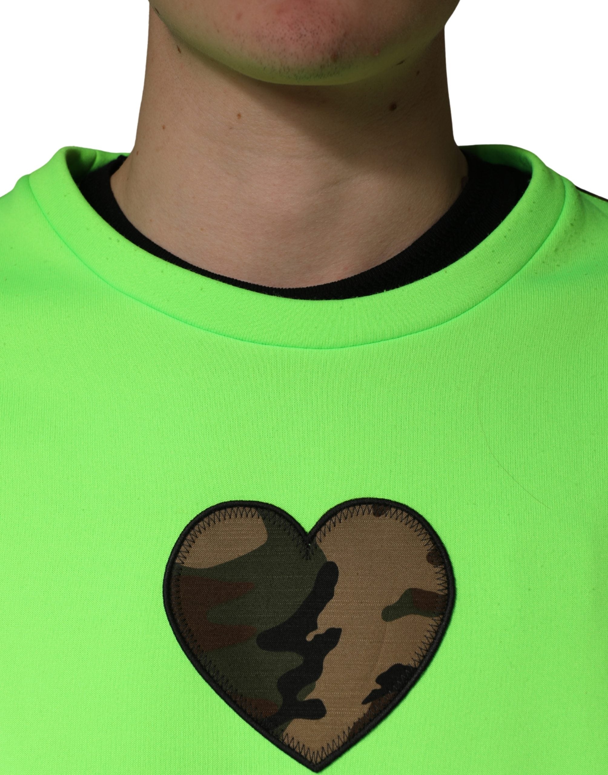 Dolce & Gabbana Green Patchwork Heart Men Sweatshirt Men's Sweater (Pre-Owned)