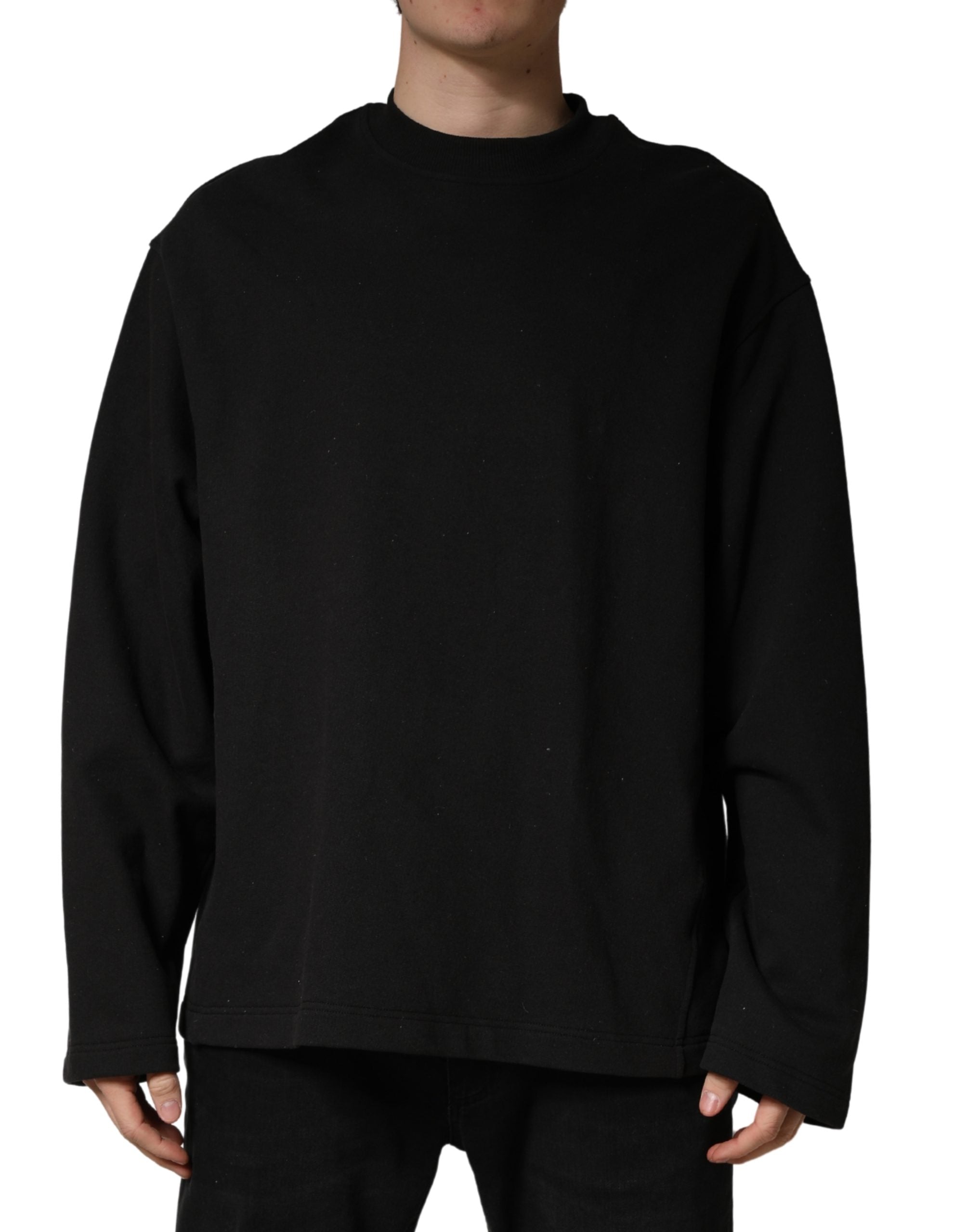 Dolce & Gabbana Black Cotton Crew Neck Sweatshirt Men's Sweater (Pre-Owned)
