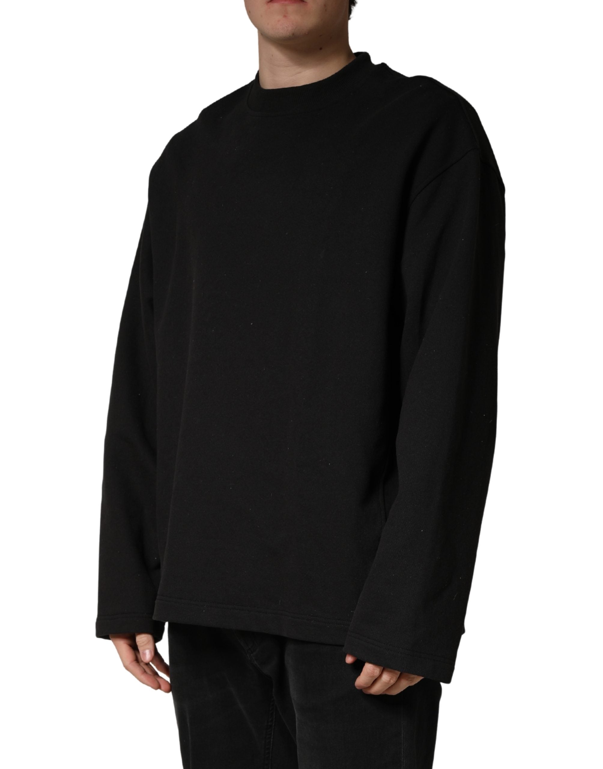 Dolce & Gabbana Black Cotton Crew Neck Sweatshirt Men's Sweater (Pre-Owned)