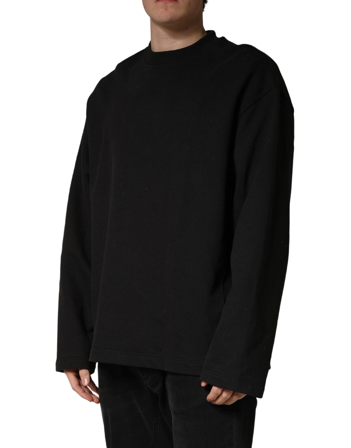 Dolce & Gabbana Black Cotton Crew Neck Sweatshirt Men's Sweater (Pre-Owned)