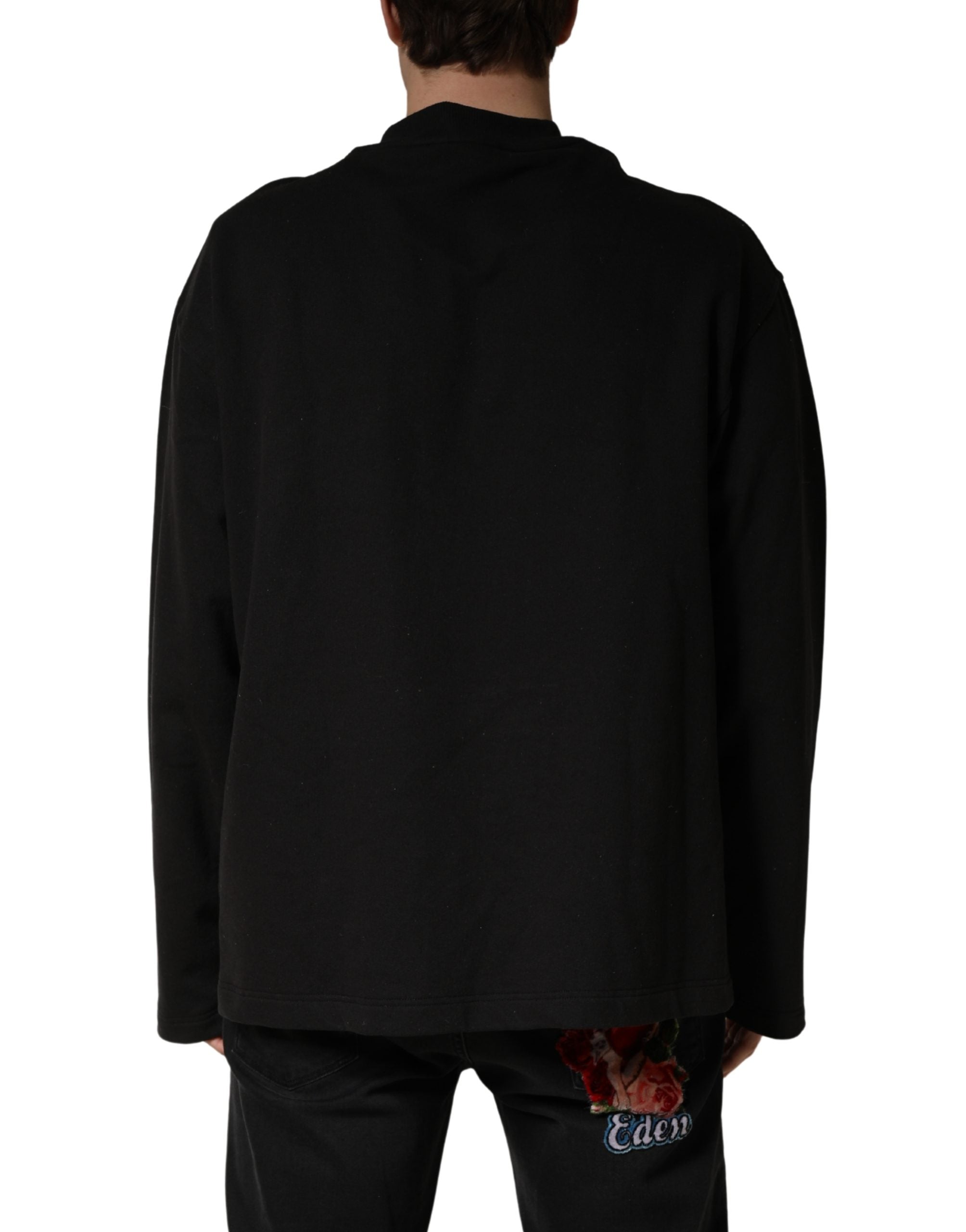 Dolce & Gabbana Black Cotton Crew Neck Sweatshirt Men's Sweater (Pre-Owned)