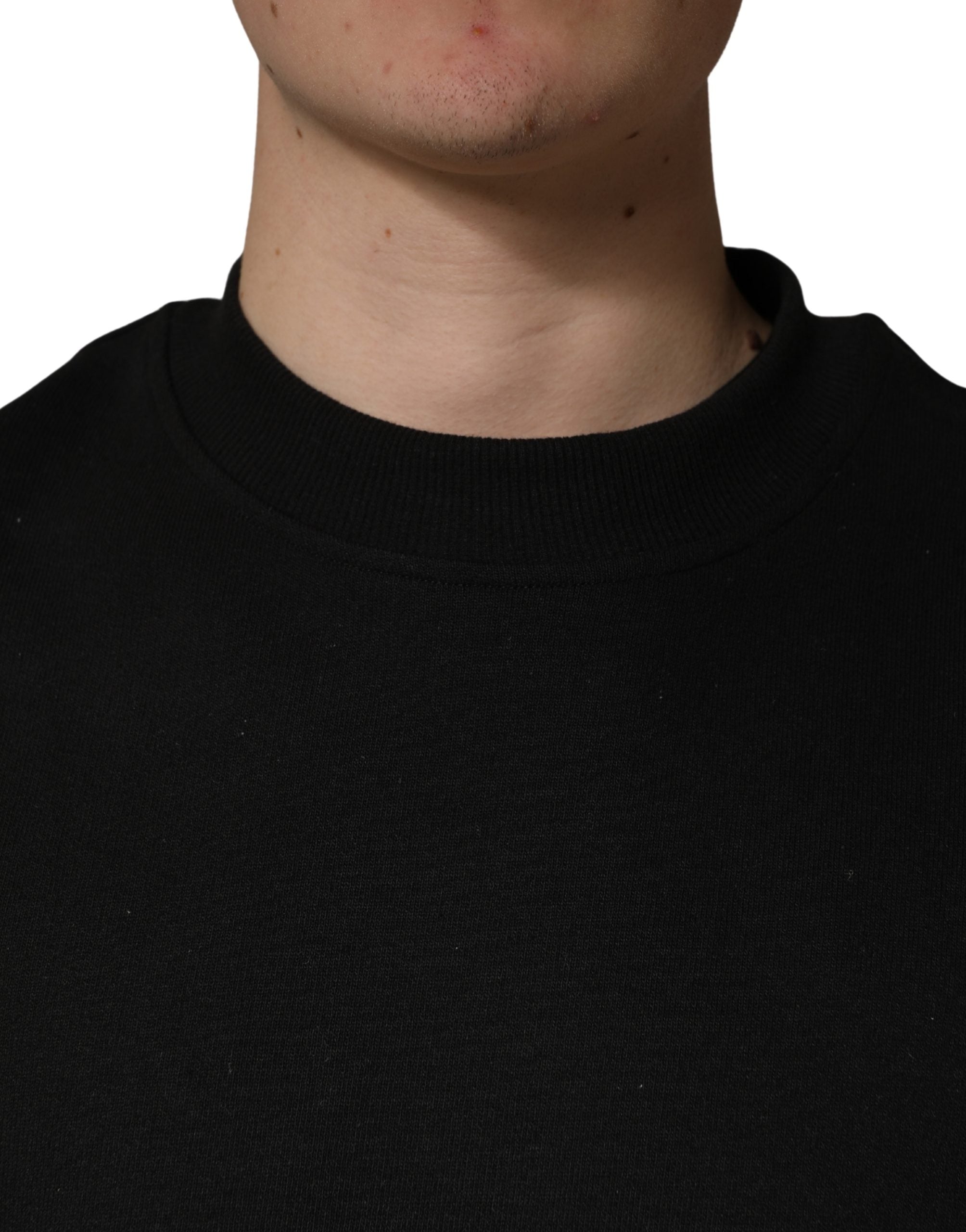 Dolce & Gabbana Black Cotton Crew Neck Sweatshirt Men's Sweater (Pre-Owned)
